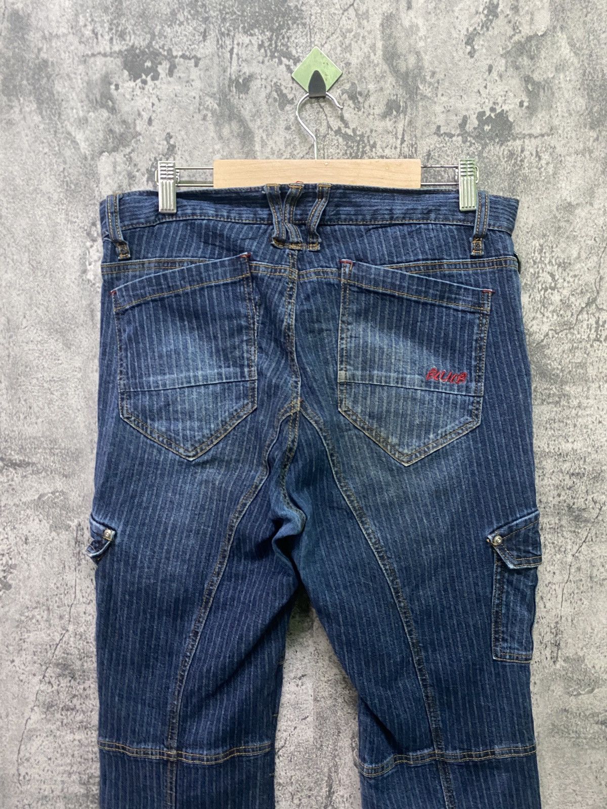 Designer × Japanese Brand Japanese Blue B Hickory PinStripe Cargo denim Jeans Size US 32 / EU 48 - 13 Thumbnail