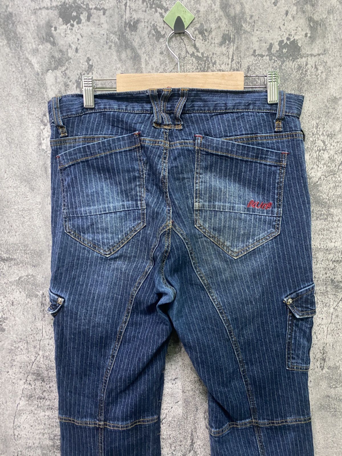 Designer × Japanese Brand Japanese Blue B Hickory PinStripe Cargo denim Jeans Size US 32 / EU 48 - 9 Thumbnail