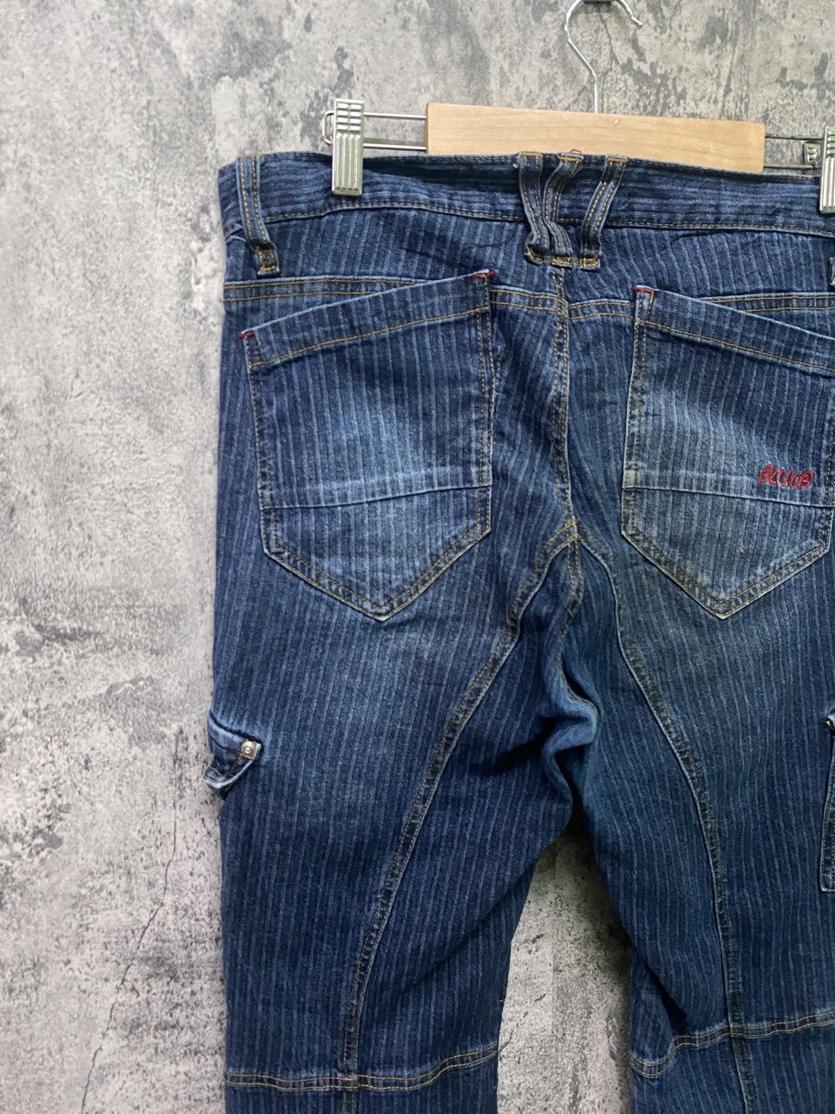 Designer × Japanese Brand Japanese Blue B Hickory PinStripe Cargo denim Jeans Size US 32 / EU 48 - 10 Thumbnail