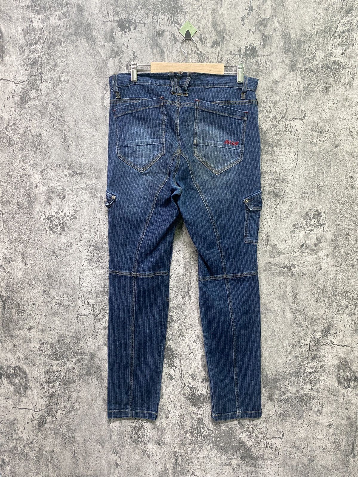 Designer × Japanese Brand Japanese Blue B Hickory PinStripe Cargo denim Jeans Size US 32 / EU 48 - 2 Thumbnail