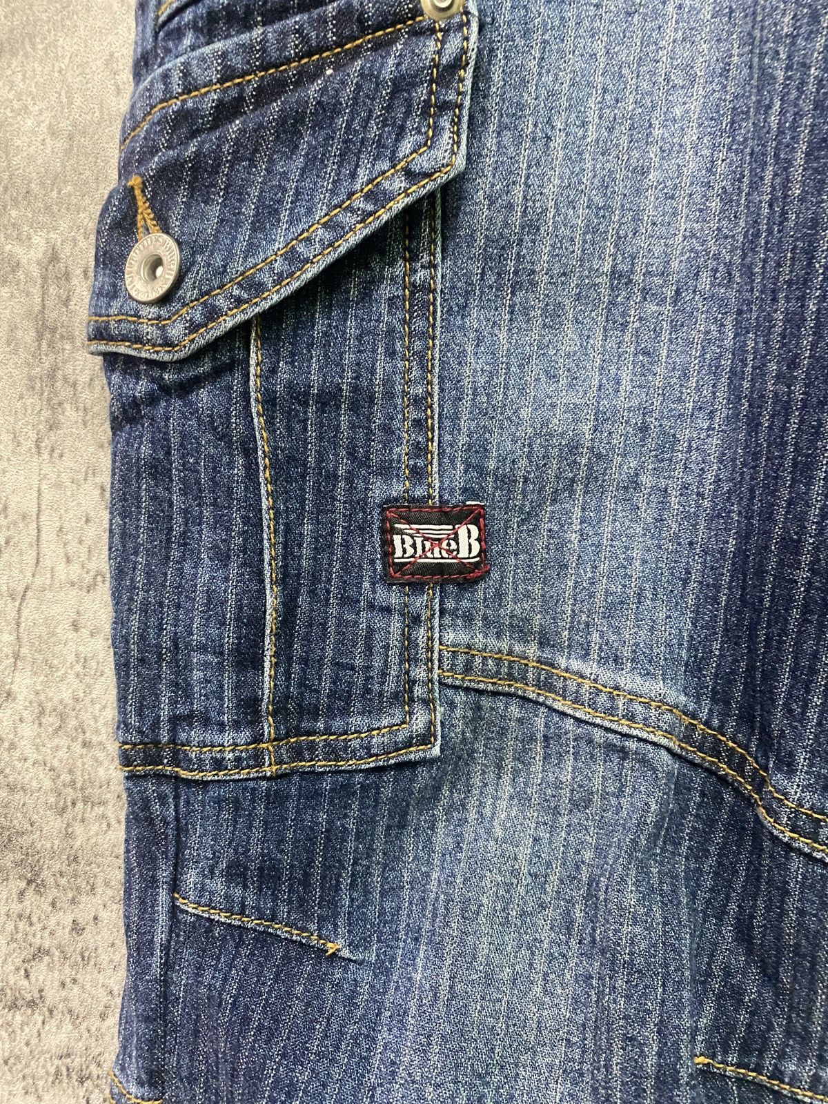 Designer × Japanese Brand Japanese Blue B Hickory PinStripe Cargo denim Jeans Size US 32 / EU 48 - 7 Thumbnail