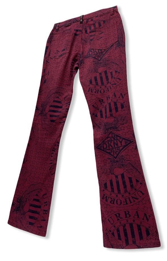 image of Size 24” Dkny Full Printed Flared Pants in Maroon, Men's