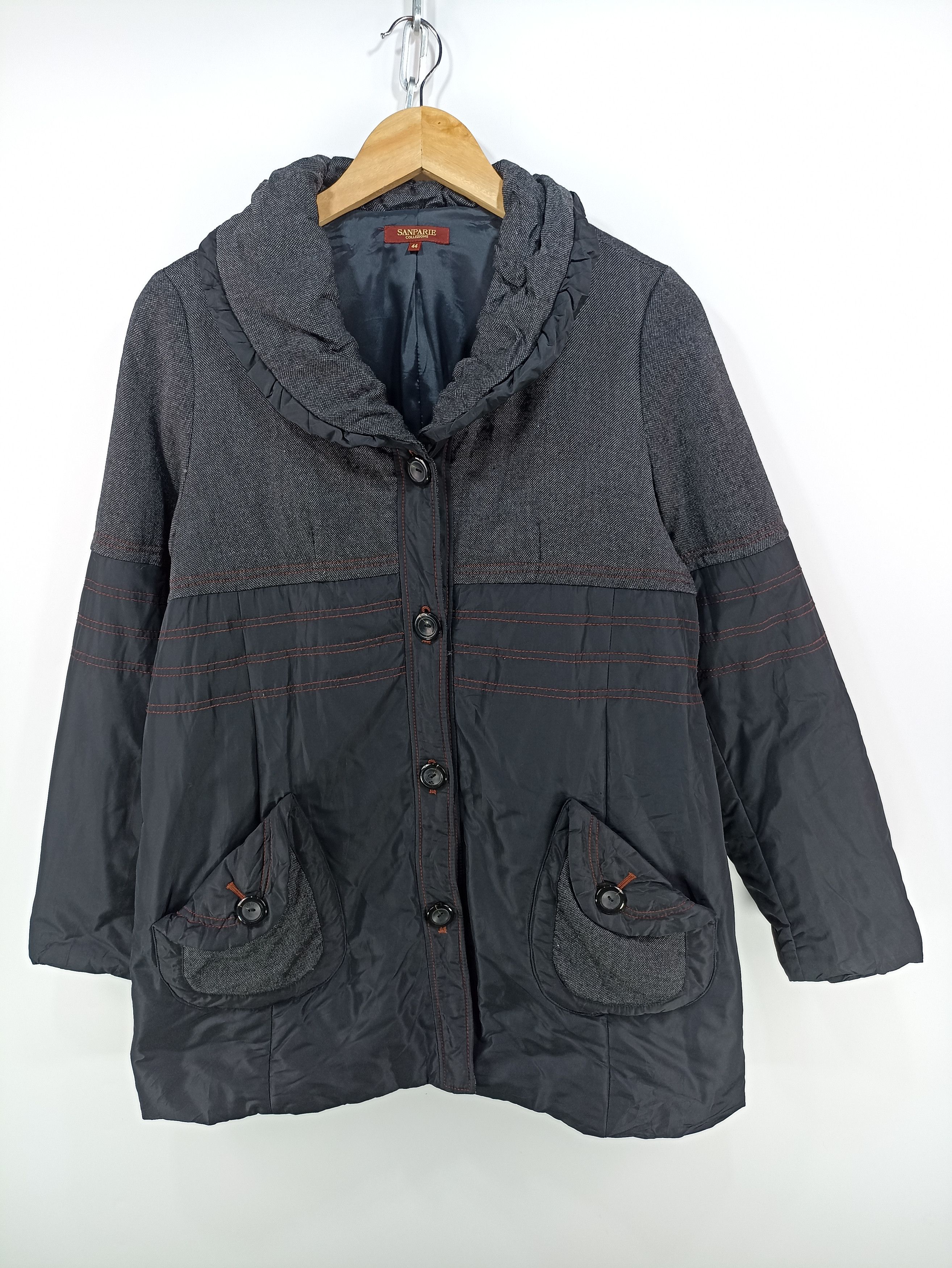 image of Avant Garde Sanparie Collezionie Flared Hem 2Tone Jacket in Black/Gray, Men's (Size Small)