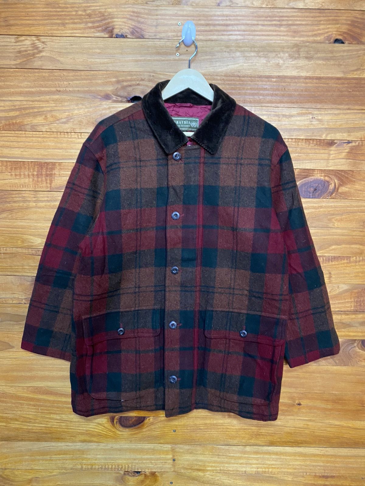 image of Vintage Aburaysia Plaid Wool Coat, Men's (Size Medium)