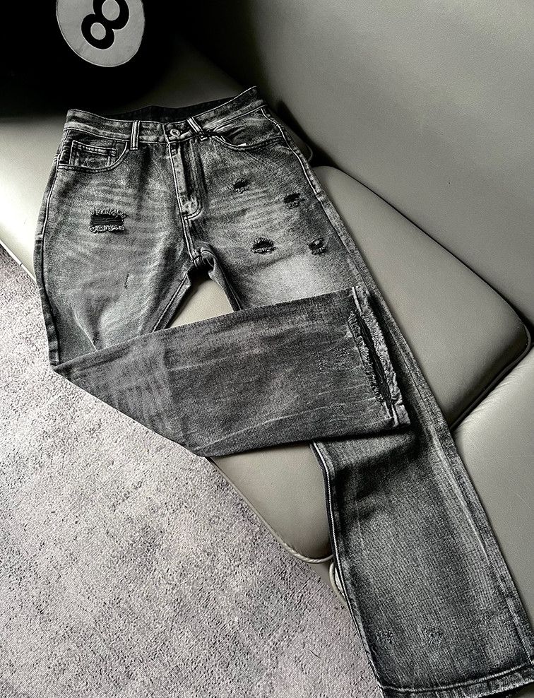faded damaged ripped flared pants