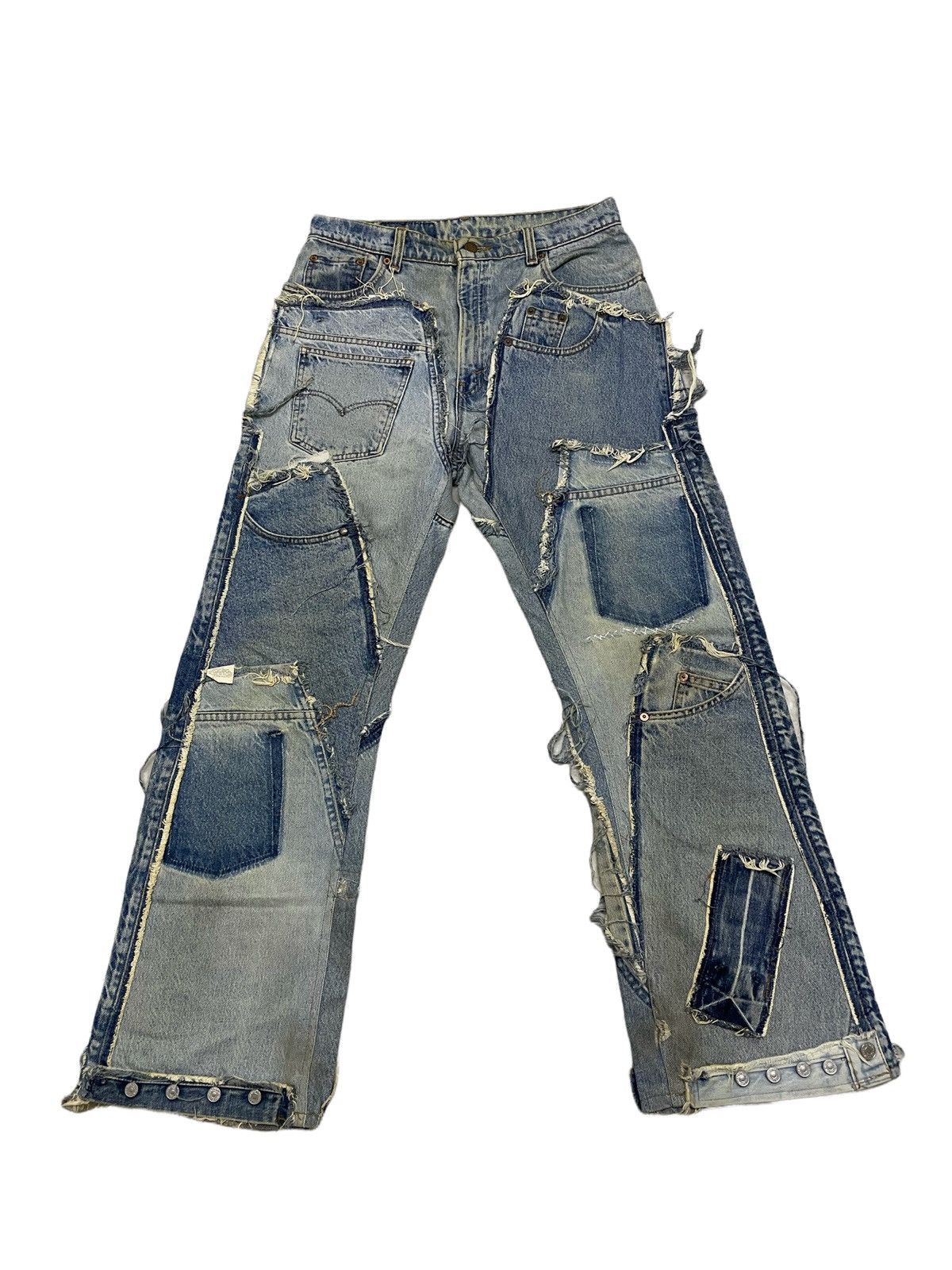 Levi's Vintage Levi’s 551 Custom Made Patchwork Denim Size US 32 / EU 48 - 2 Thumbnail
