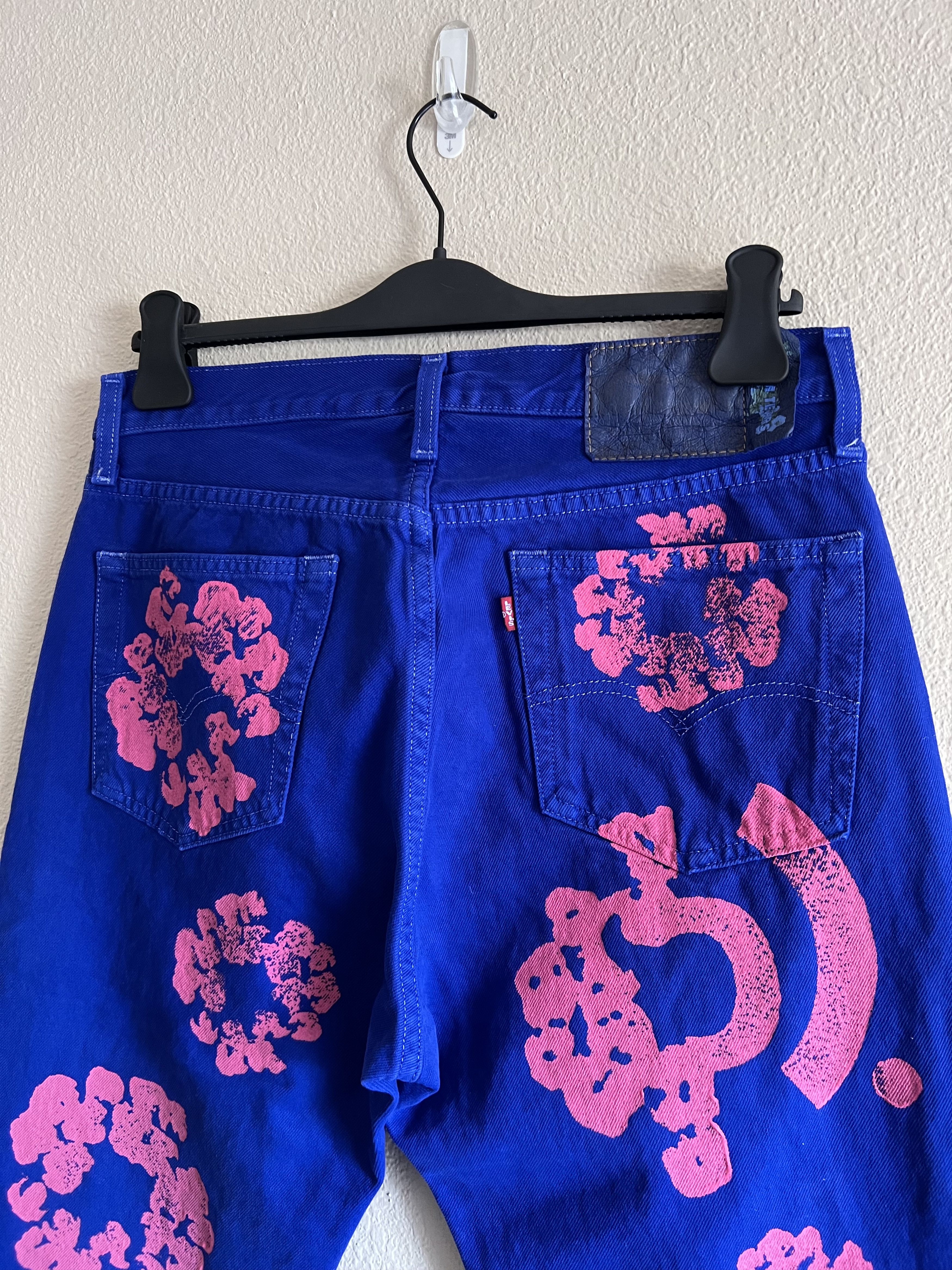 (B).Stroy × DENIM TEARS × Levi's Levi's Denim Tears Bstroy 501 Denim Jeans in Bright Blue Size US 32 / EU 48 - 5 Thumbnail