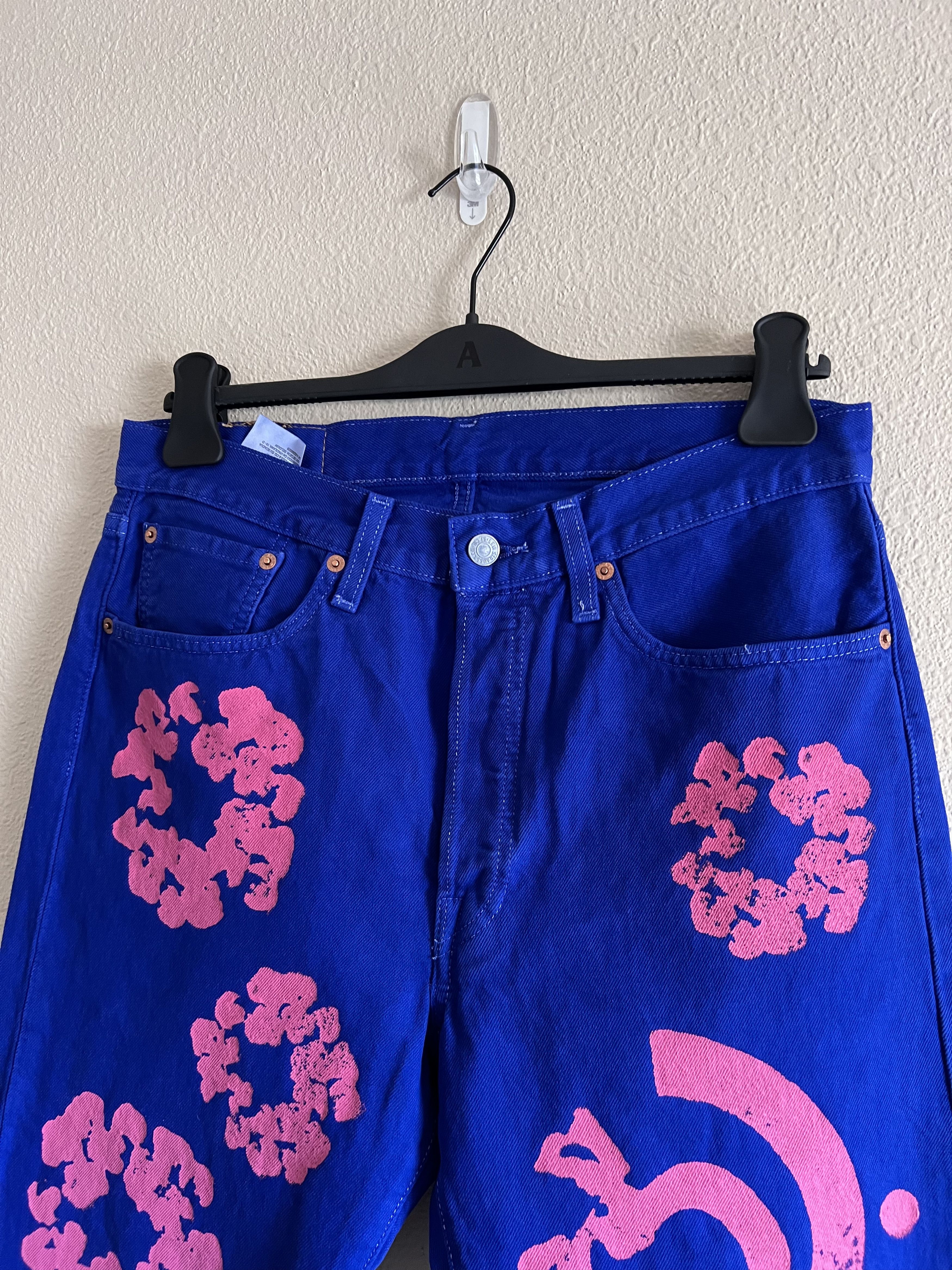 (B).Stroy × DENIM TEARS × Levi's Levi's Denim Tears Bstroy 501 Denim Jeans in Bright Blue Size US 32 / EU 48 - 2 Thumbnail