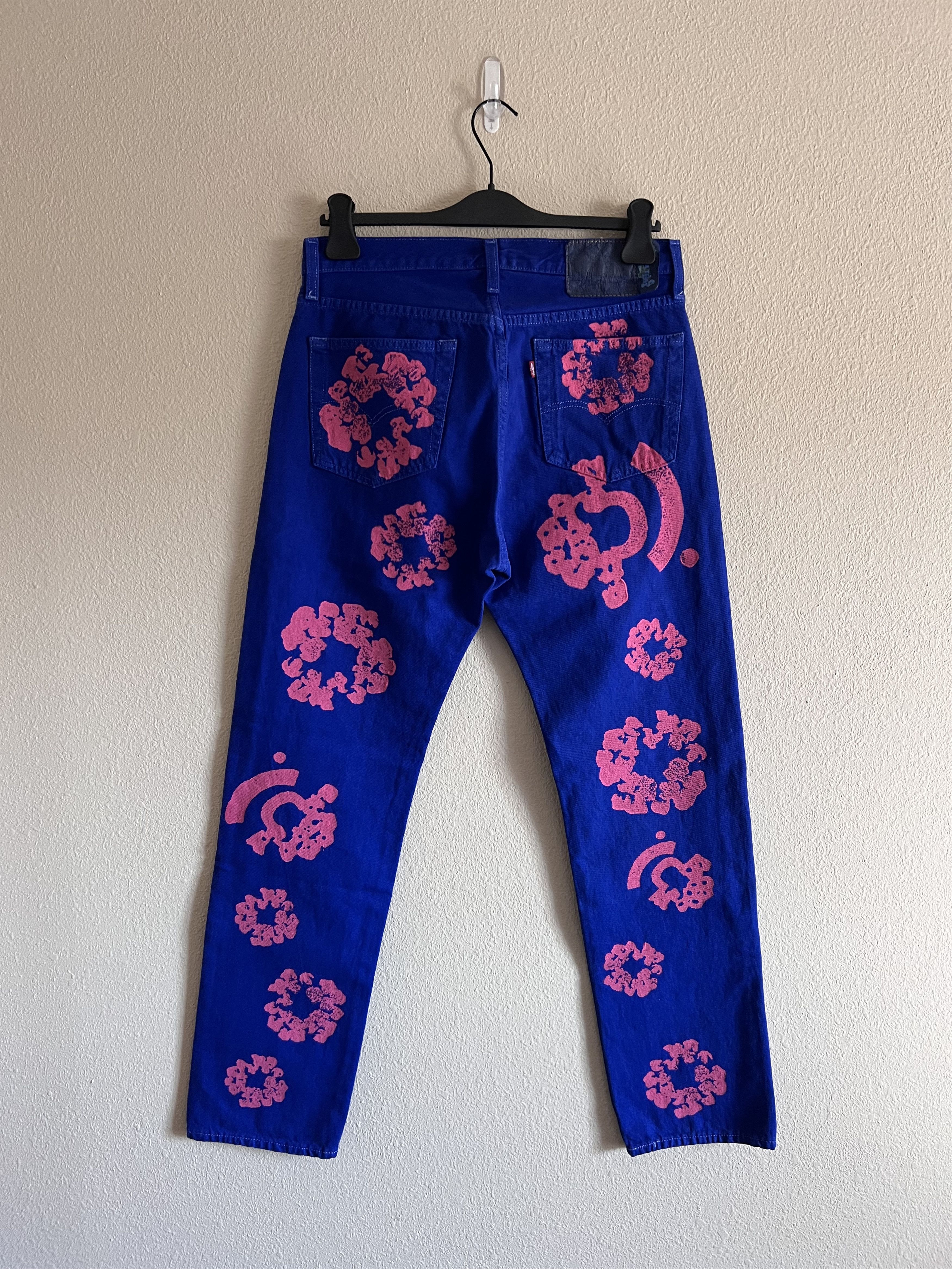 (B).Stroy × DENIM TEARS × Levi's Levi's Denim Tears Bstroy 501 Denim Jeans in Bright Blue Size US 32 / EU 48 - 4 Thumbnail