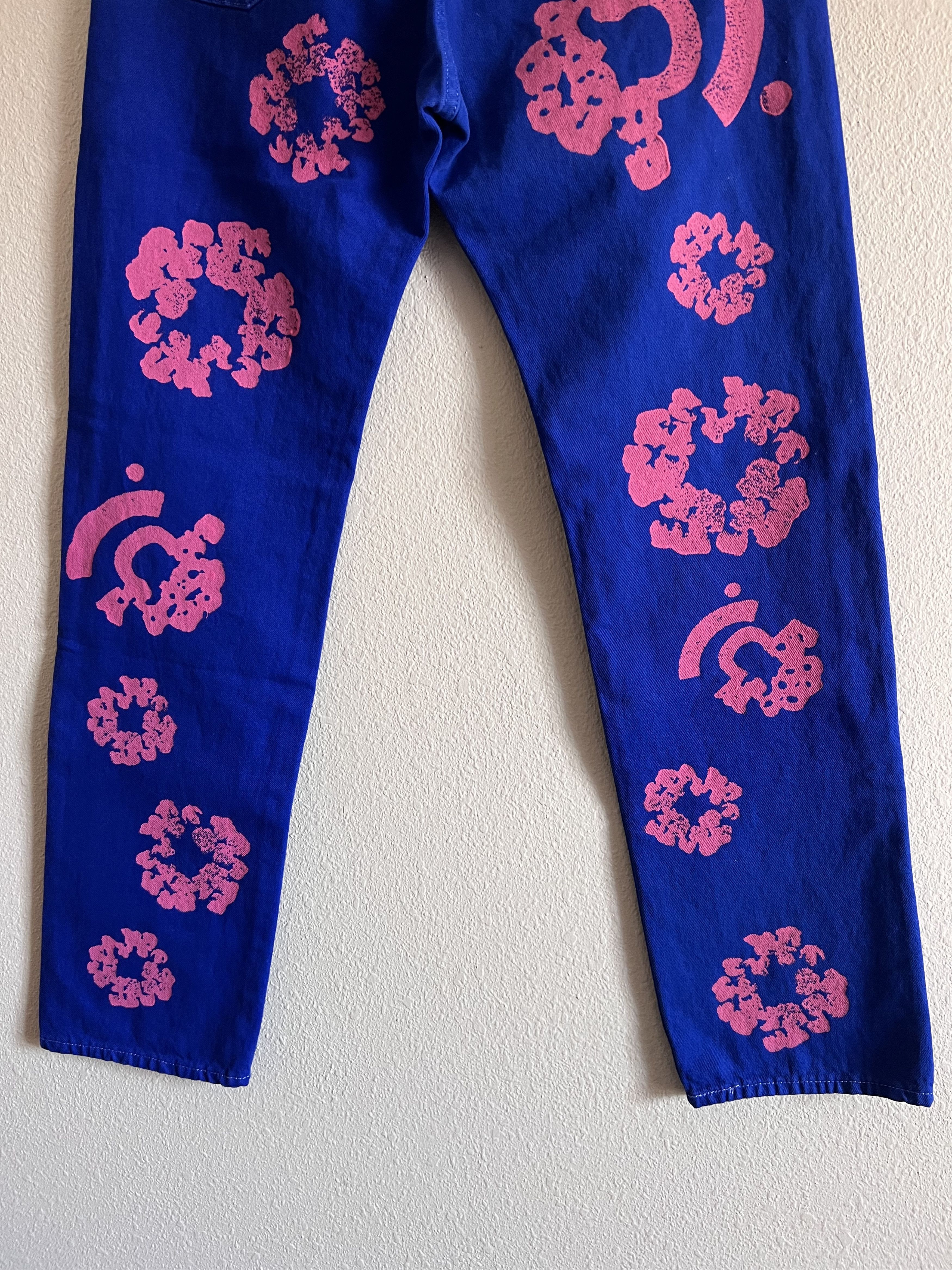 (B).Stroy × DENIM TEARS × Levi's Levi's Denim Tears Bstroy 501 Denim Jeans in Bright Blue Size US 32 / EU 48 - 6 Thumbnail
