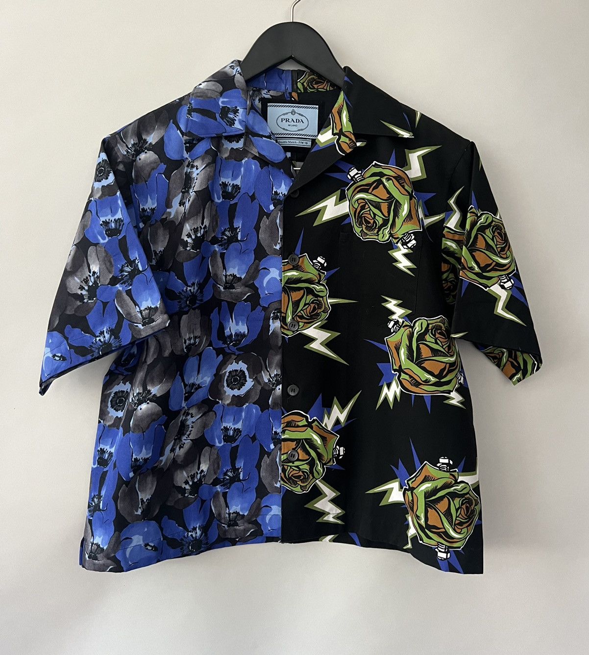 image of Prada Double Match Bowling Shirt, Men's (Size Small)