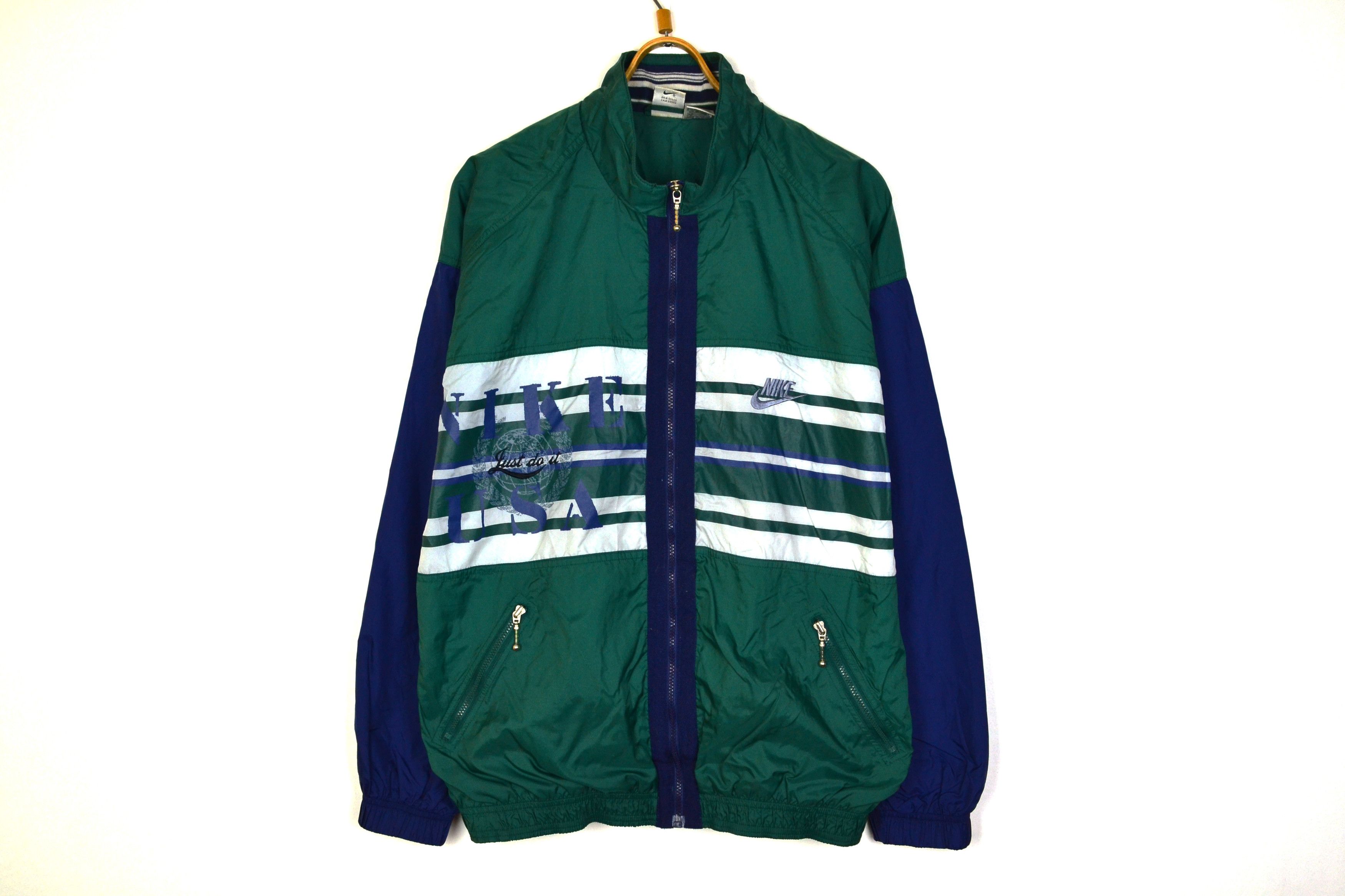 Nike Nike Jacket 90s 80s Green Vintage Logo Swoosh USA Size US XL / EU 56 / 4 - 1 Thumbnail