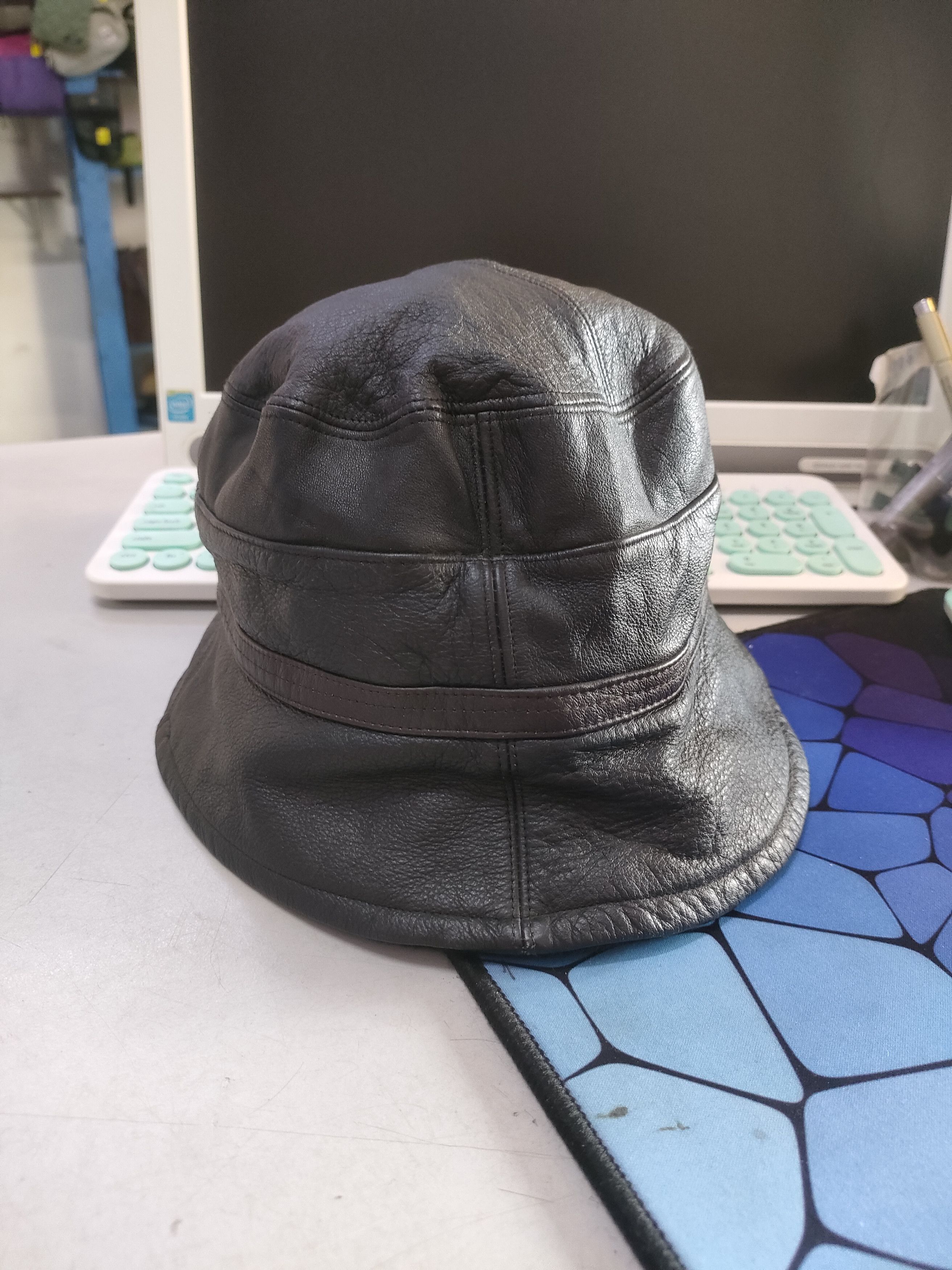 Genuine Leather × Pierre Balmain Francois Ier x Pierre Balmain Paris Leather Bucket Hat Size ONE SIZE - 3 Thumbnail