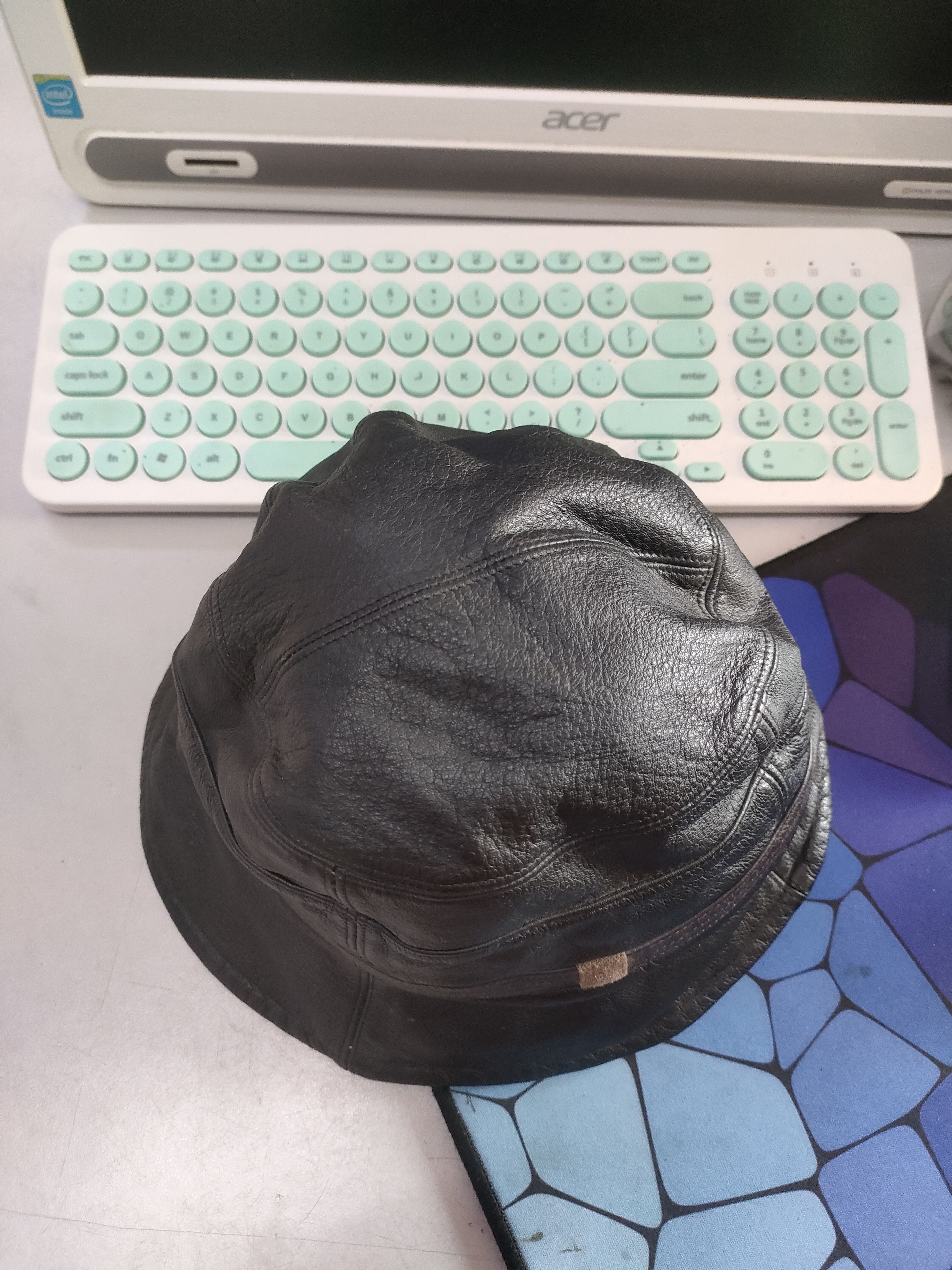Genuine Leather × Pierre Balmain Francois Ier x Pierre Balmain Paris Leather Bucket Hat Size ONE SIZE - 6 Thumbnail