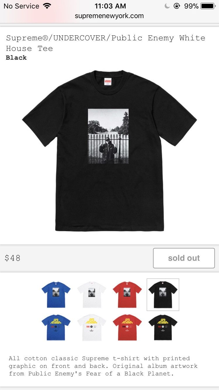 Supreme Undercover Public Enemy White House Tee | Grailed
