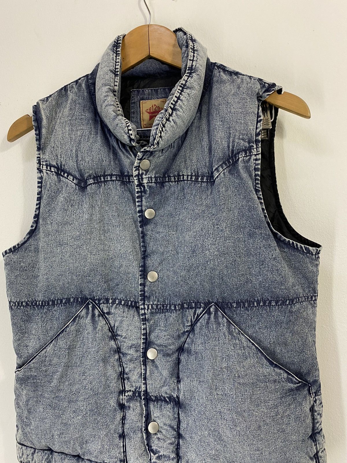 Japanese Brand 291295 Homme Puffer Vest Nice Faded Denim Design Size US M / EU 48-50 / 2 - 4 Thumbnail