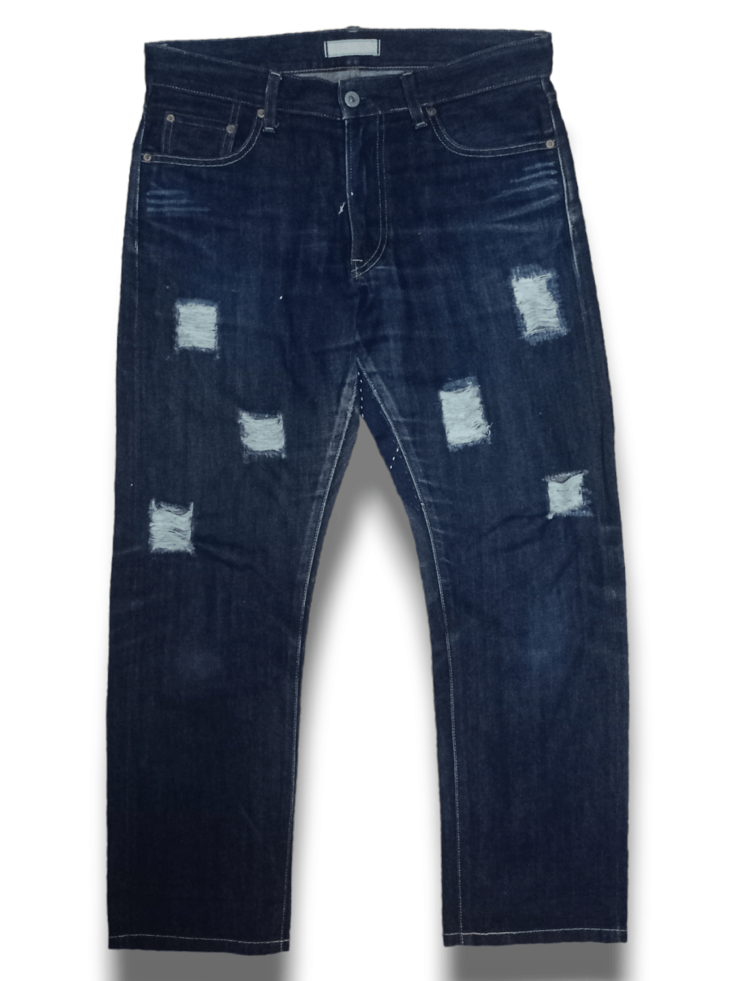 Japanese Brand × Uniqlo Vintage Uniqlo Selvedge Washed Blue Distressed Loose Jeans Size US 32 / EU 48 - 1 Thumbnail