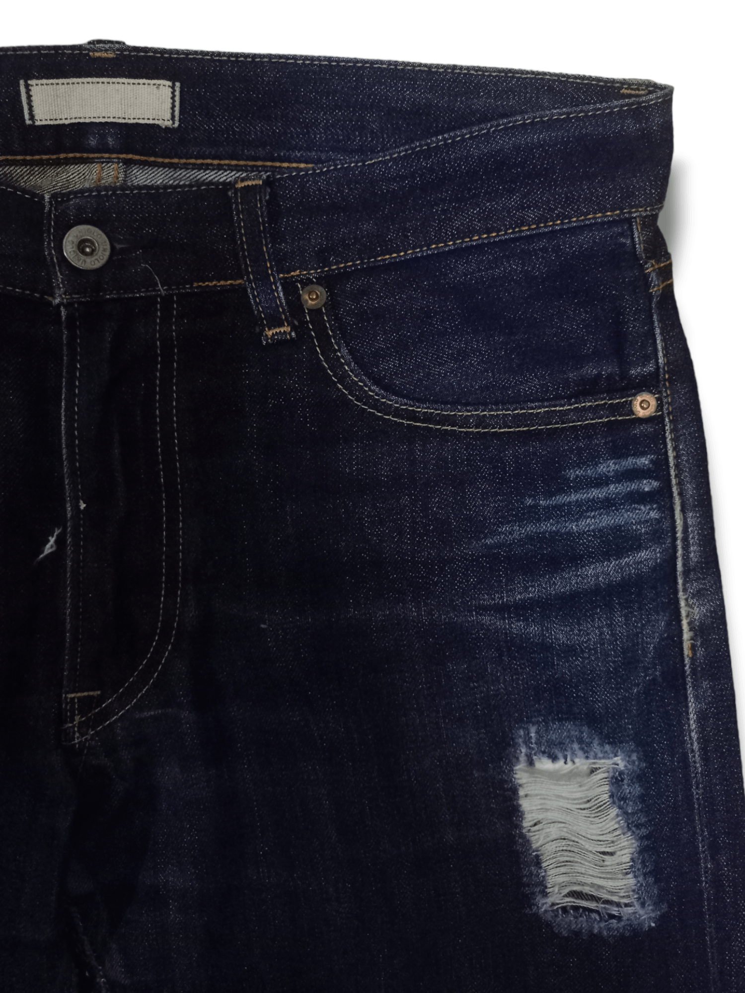 Japanese Brand × Uniqlo Vintage Uniqlo Selvedge Washed Blue Distressed Loose Jeans Size US 32 / EU 48 - 5 Thumbnail