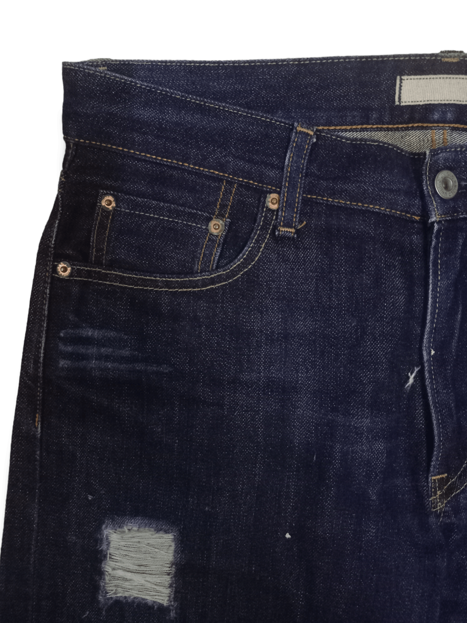 Japanese Brand × Uniqlo Vintage Uniqlo Selvedge Washed Blue Distressed Loose Jeans Size US 32 / EU 48 - 4 Thumbnail