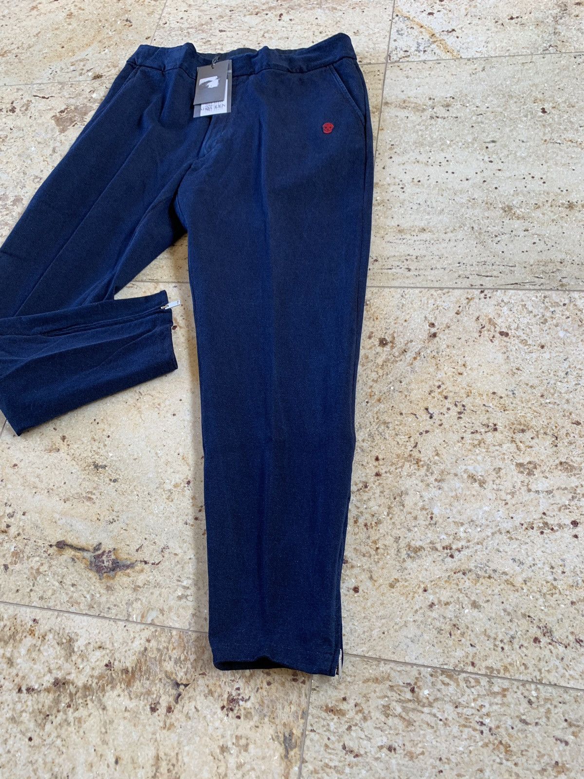 Alexander McQueen Blue Zip Hem Embroidered Small Skull Logo Pants Size US 34 / EU 50 - 3 Thumbnail
