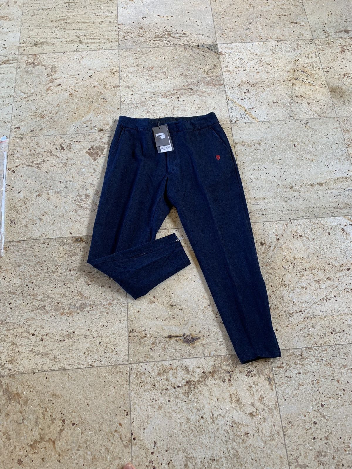Alexander McQueen Blue Zip Hem Embroidered Small Skull Logo Pants Size US 34 / EU 50 - 1 Thumbnail