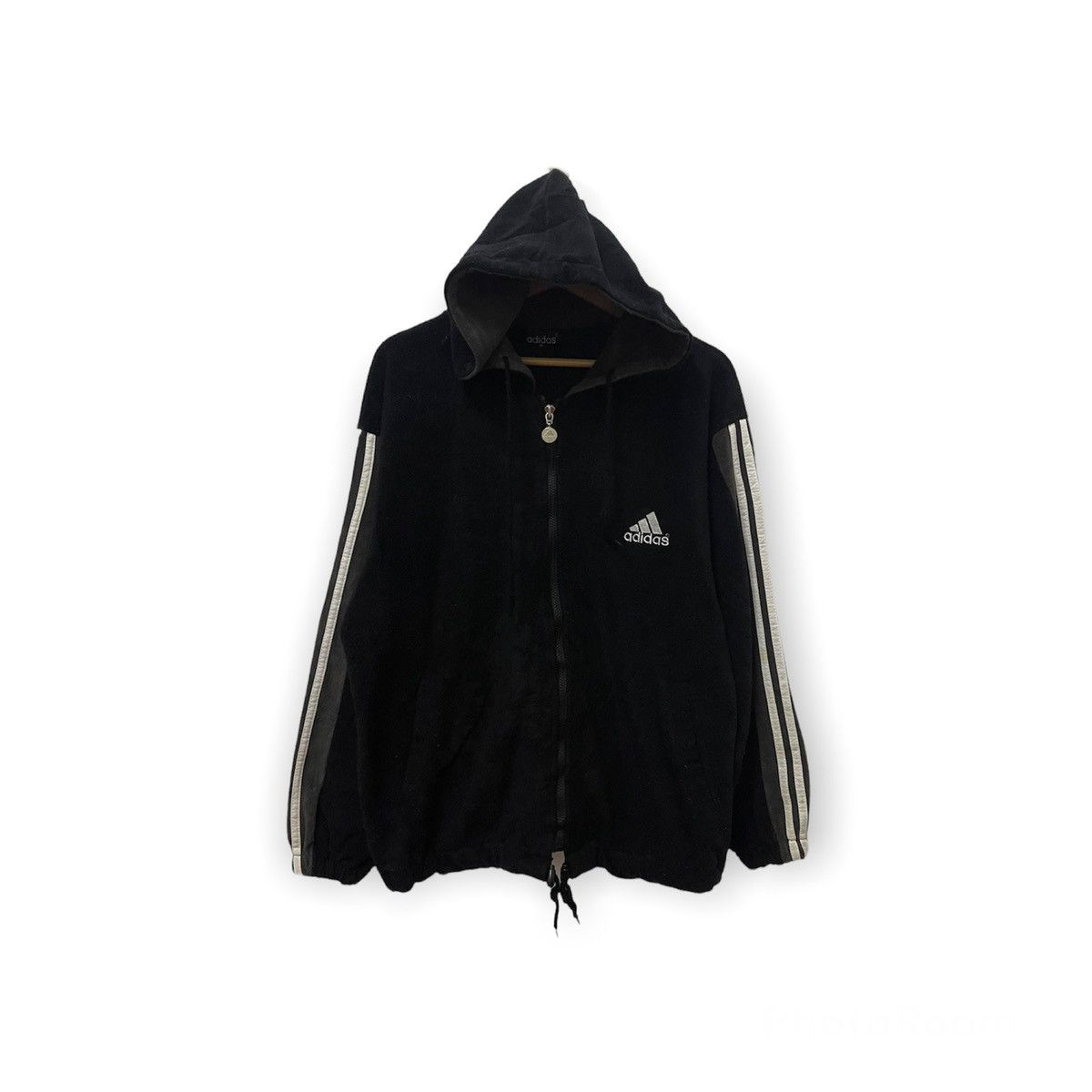 Adidas × Vintage Vintage Adidas Equipment Embroidery Zipper Fleece Hooded Size US M / EU 48-50 / 2 - 2 Thumbnail