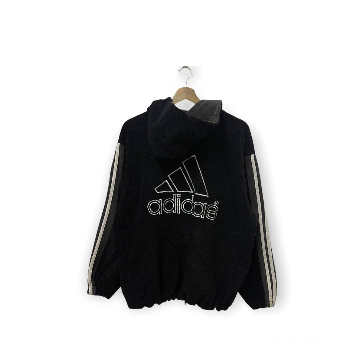 Adidas × Vintage Vintage Adidas Equipment Embroidery Zipper Fleece Hooded Size US M / EU 48-50 / 2 - 1 Thumbnail