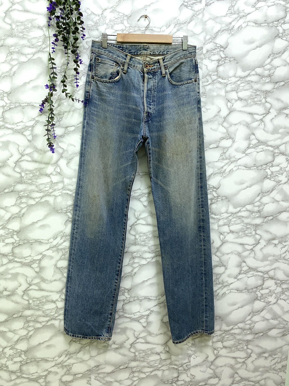Edwin × Japanese Brand × Vintage VINTAGE EDWIN SELVEDGE BLUE RUSTY DENIM JEANS Size US 29 - 1 Thumbnail