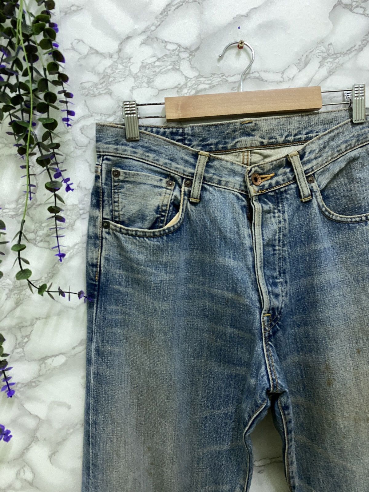 Edwin × Japanese Brand × Vintage VINTAGE EDWIN SELVEDGE BLUE RUSTY DENIM JEANS Size US 29 - 4 Thumbnail