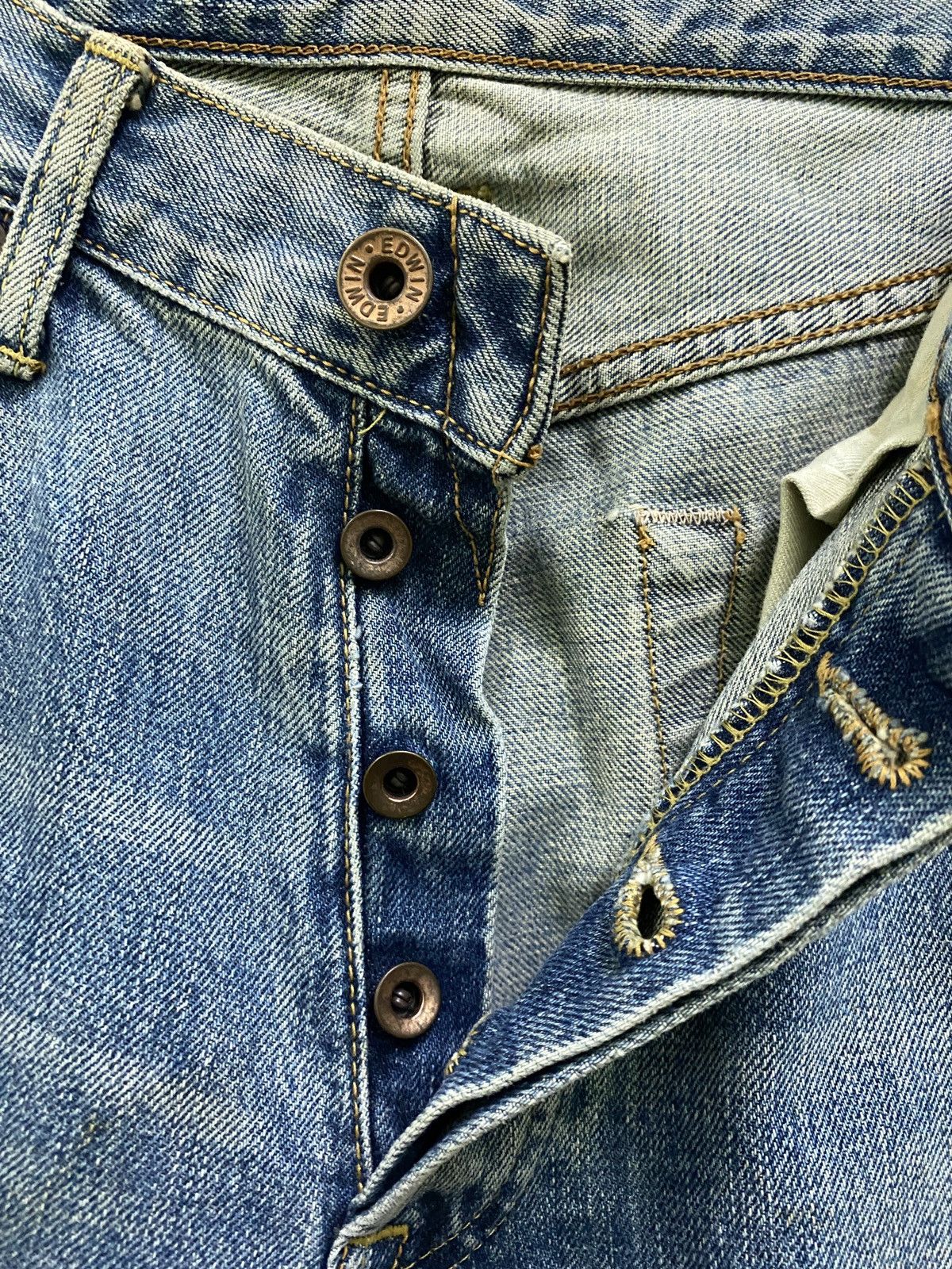 Edwin × Japanese Brand × Vintage VINTAGE EDWIN SELVEDGE BLUE RUSTY DENIM JEANS Size US 29 - 15 Thumbnail