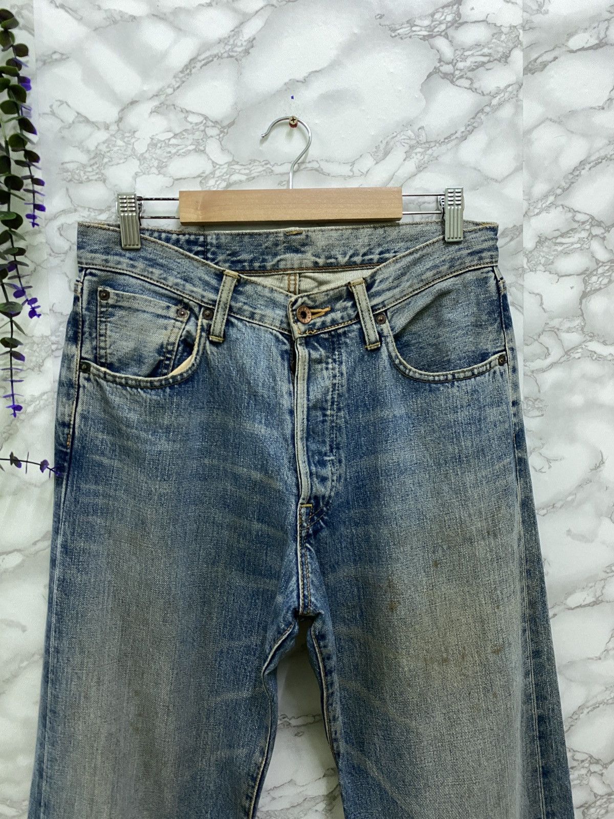 Edwin × Japanese Brand × Vintage VINTAGE EDWIN SELVEDGE BLUE RUSTY DENIM JEANS Size US 29 - 3 Thumbnail