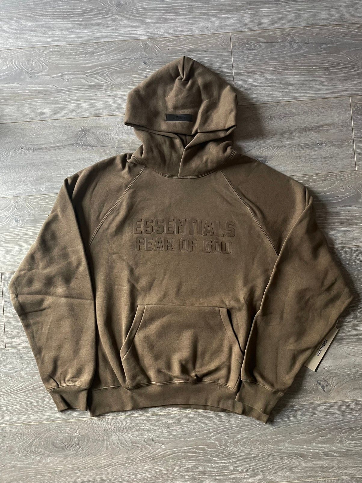 Pre-owned Essentials X Fear Of God Essentials Wood Hoodie In Harvest