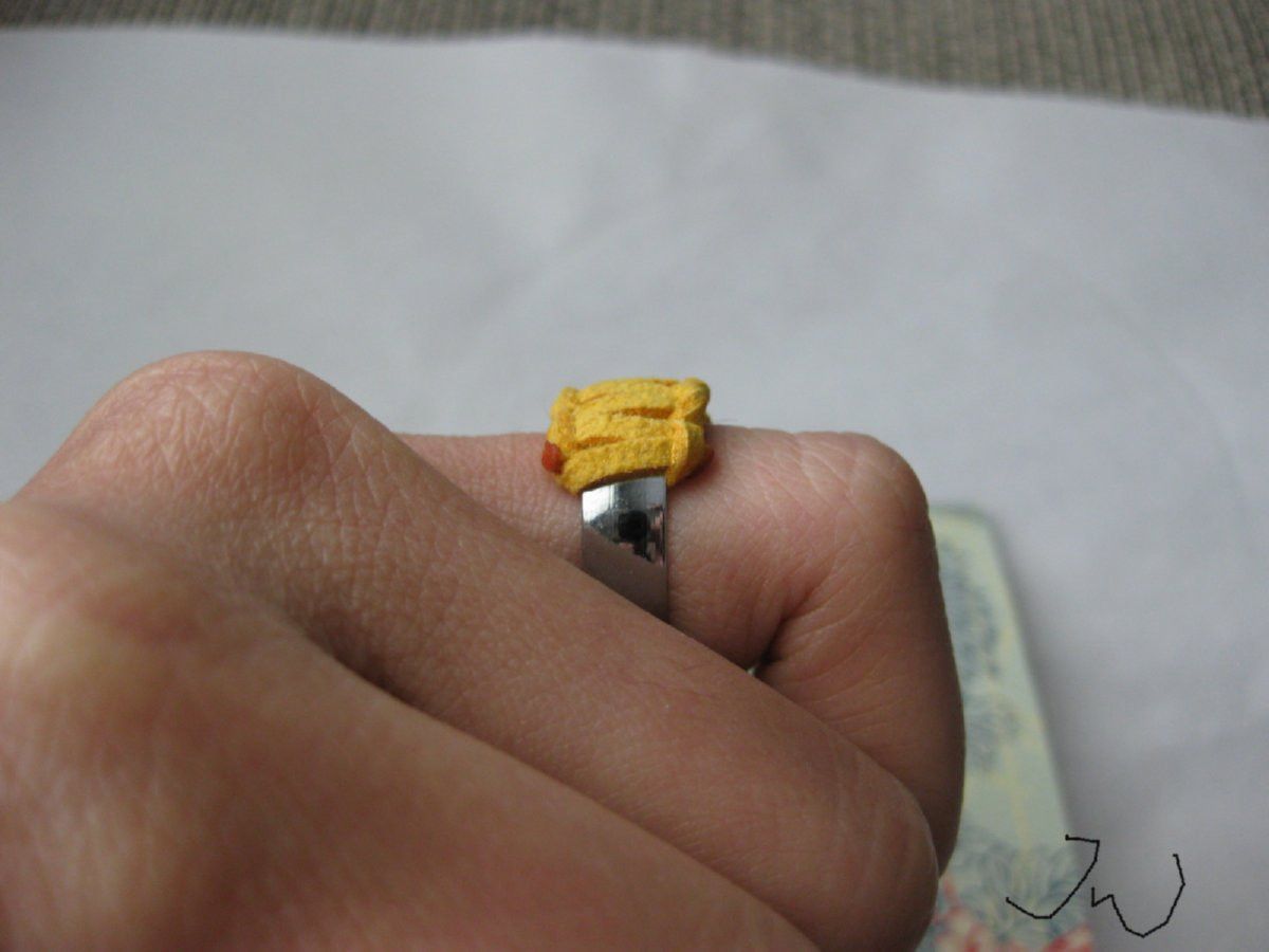 Handmade Yellow Leather Stainless Steel Ring - size 4 Size ONE SIZE - 5 Thumbnail