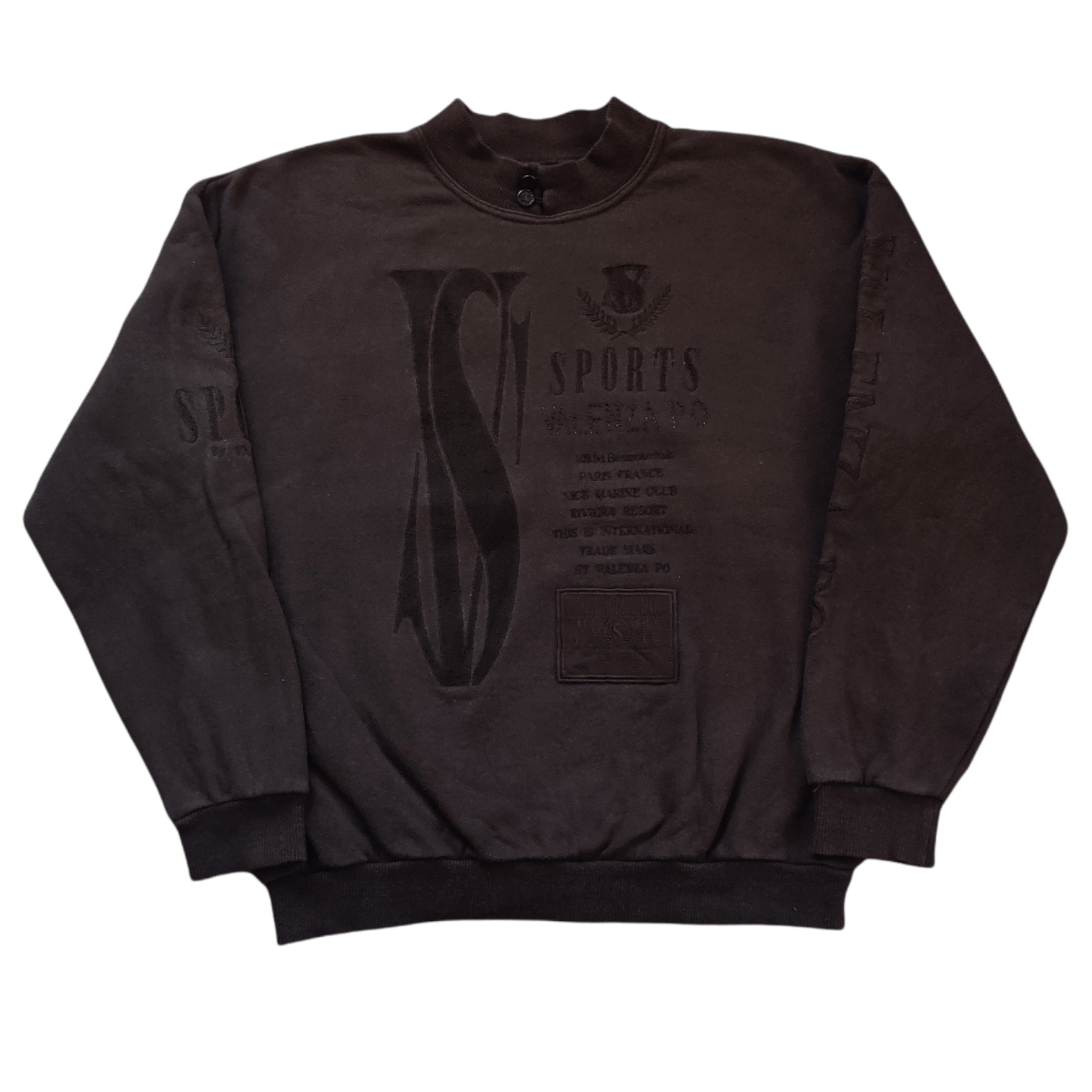 image of Italian Designers Vintage Valenza Po Crewneck Sweatshirt Big Logo Embroidered in Dark Brown (Size M