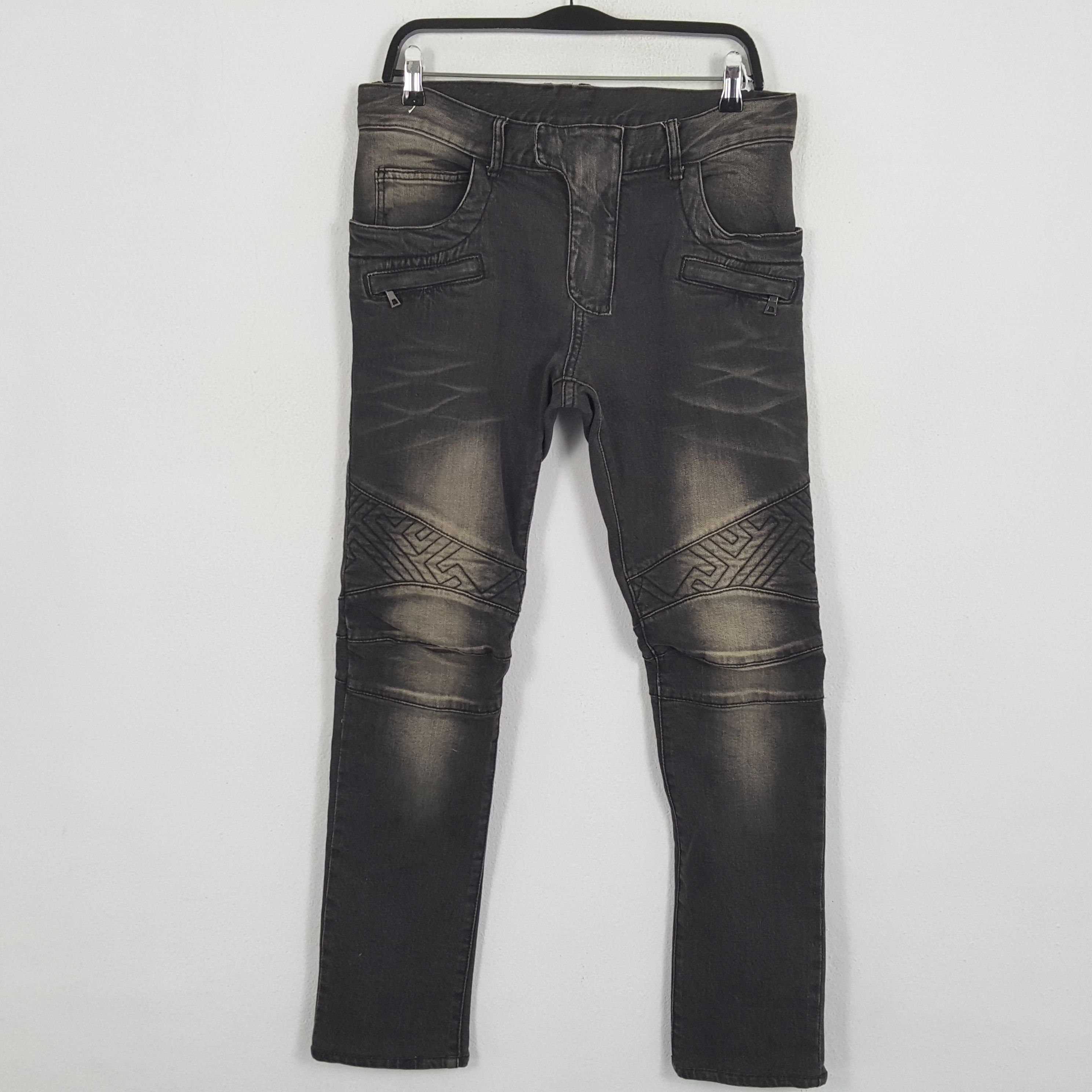 BALMAIN Streetwear Rock Riders Fashion Style Jeans