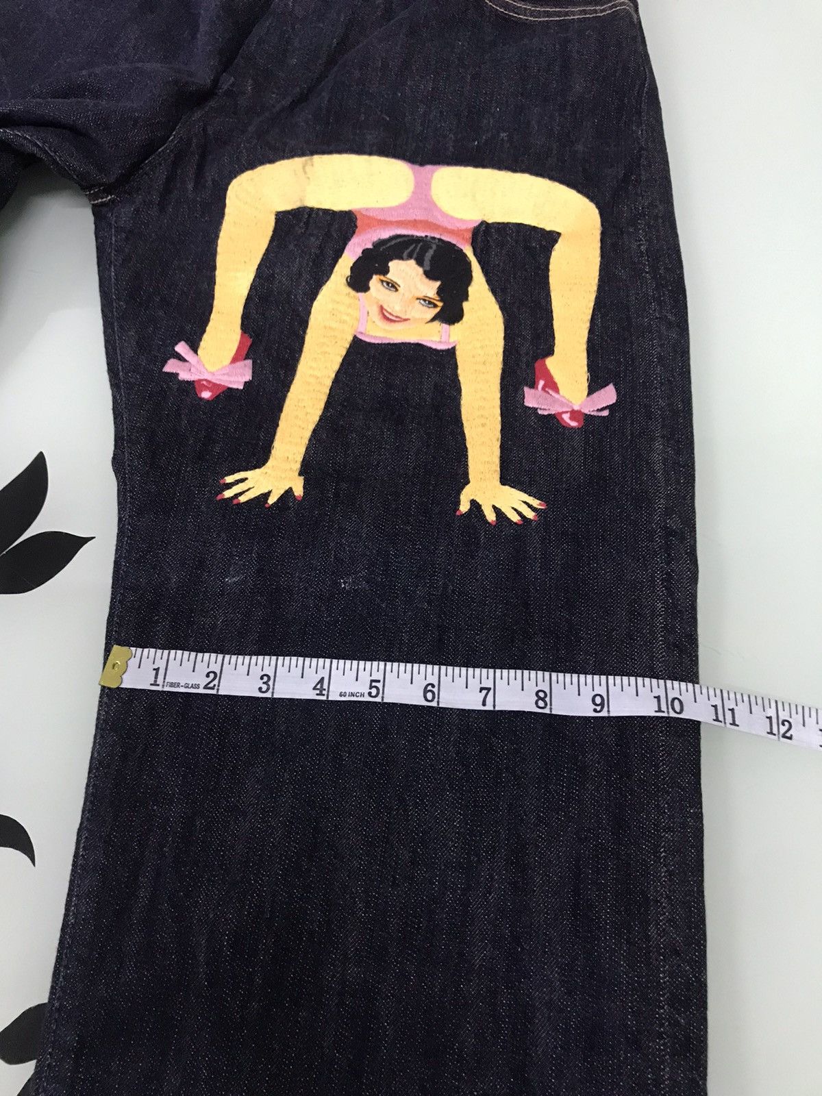 Japanese Brand Vtg Yamane Evisu Embroidery Abstract Gymnastik Dancer Denim Size US 36 / EU 52 - 22 Thumbnail