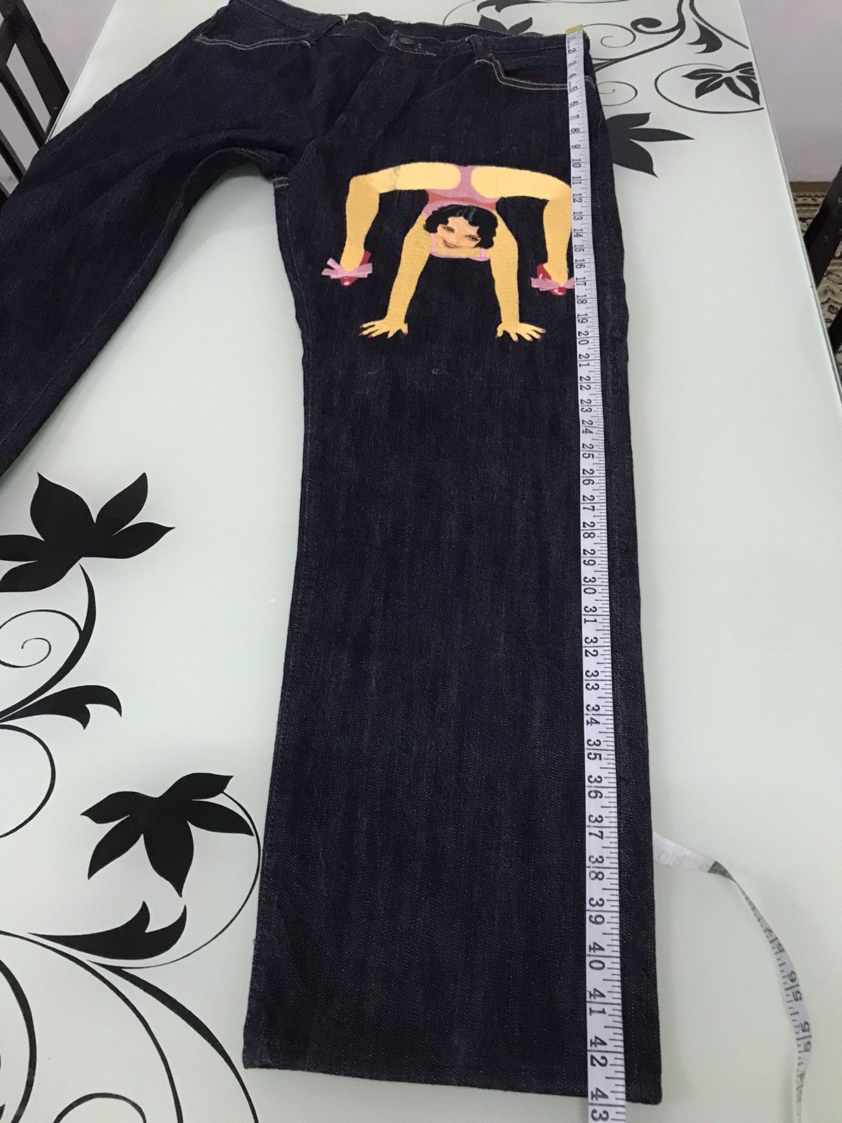 Japanese Brand Vtg Yamane Evisu Embroidery Abstract Gymnastik Dancer Denim Size US 36 / EU 52 - 18 Thumbnail