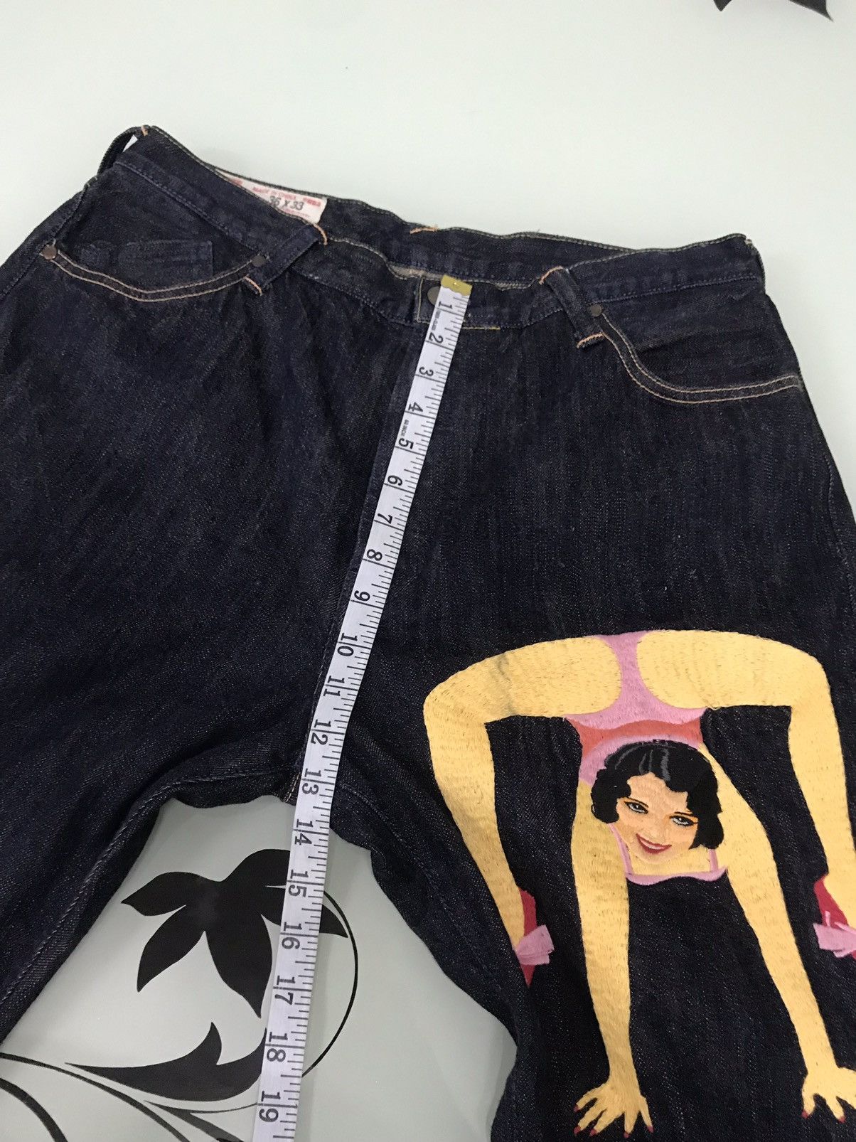 Japanese Brand Vtg Yamane Evisu Embroidery Abstract Gymnastik Dancer Denim Size US 36 / EU 52 - 20 Thumbnail