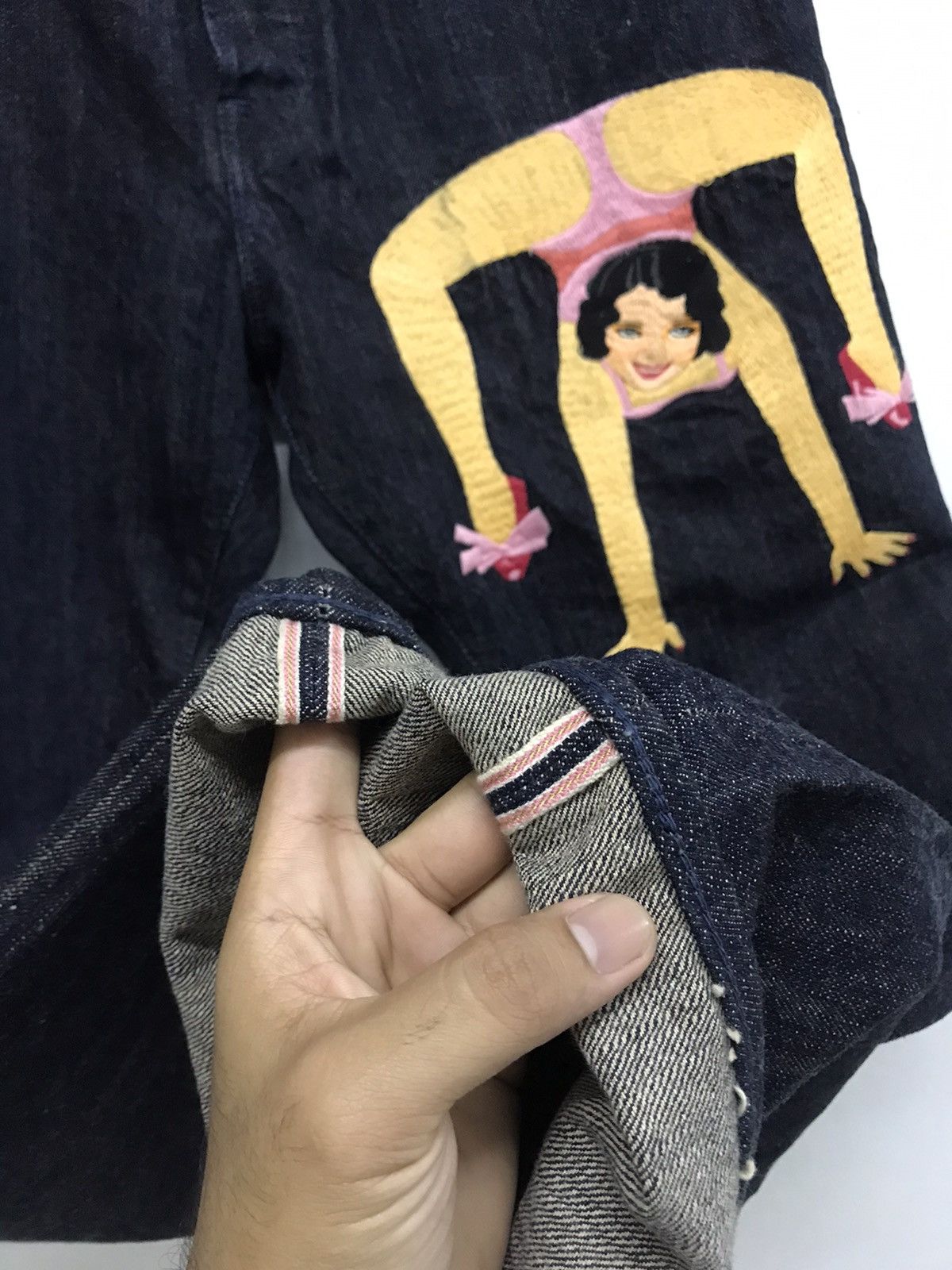 Japanese Brand Vtg Yamane Evisu Embroidery Abstract Gymnastik Dancer Denim Size US 36 / EU 52 - 3 Thumbnail