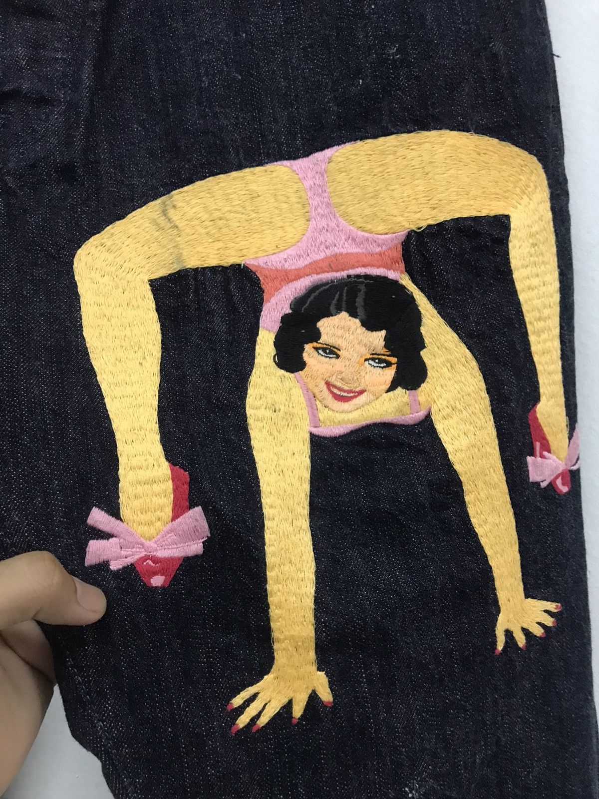 Japanese Brand Vtg Yamane Evisu Embroidery Abstract Gymnastik Dancer Denim Size US 36 / EU 52 - 4 Thumbnail