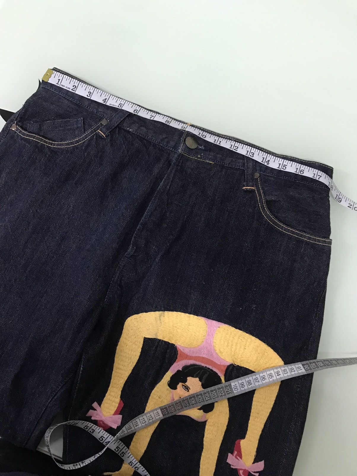 Japanese Brand Vtg Yamane Evisu Embroidery Abstract Gymnastik Dancer Denim Size US 36 / EU 52 - 17 Thumbnail