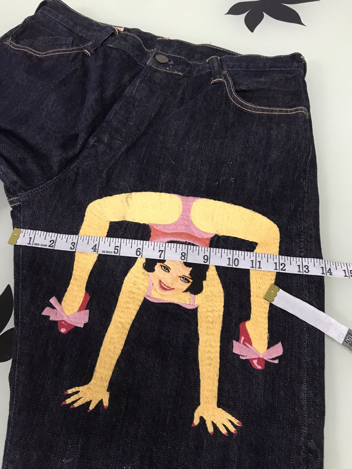 Japanese Brand Vtg Yamane Evisu Embroidery Abstract Gymnastik Dancer Denim Size US 36 / EU 52 - 21 Thumbnail