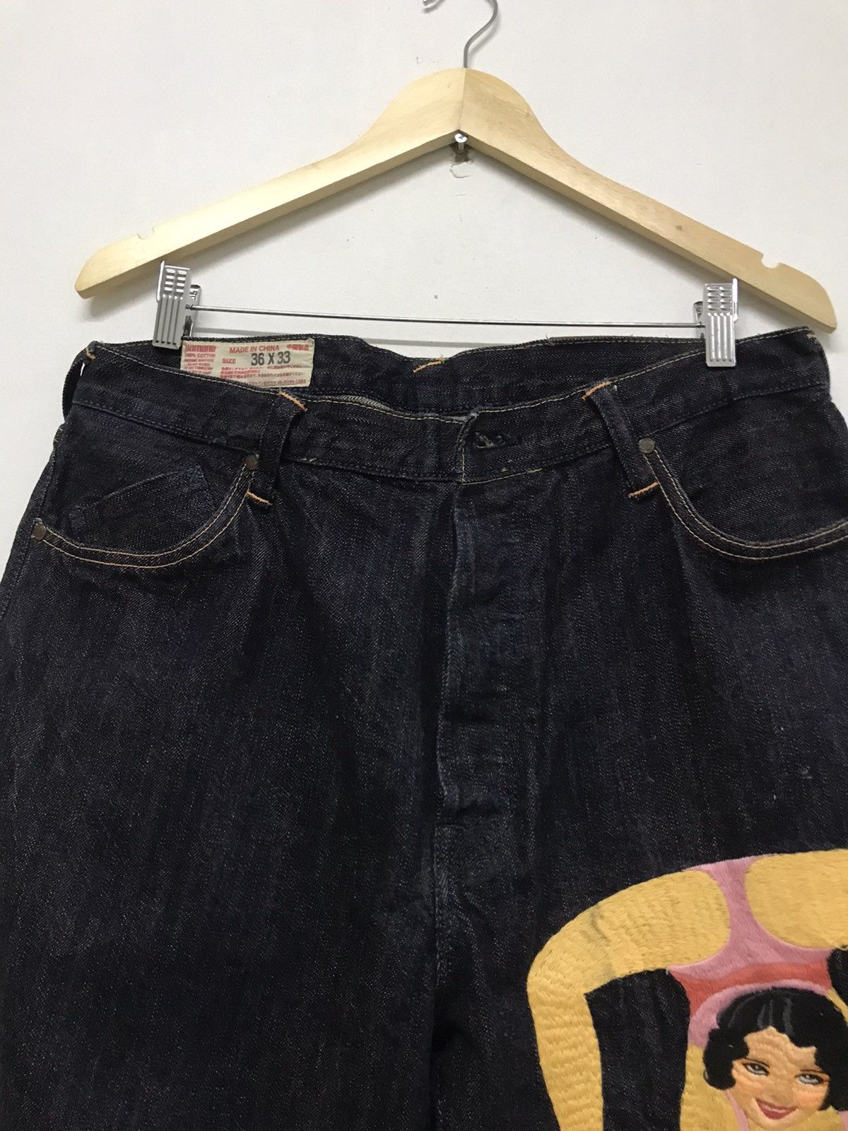 Japanese Brand Vtg Yamane Evisu Embroidery Abstract Gymnastik Dancer Denim Size US 36 / EU 52 - 8 Thumbnail