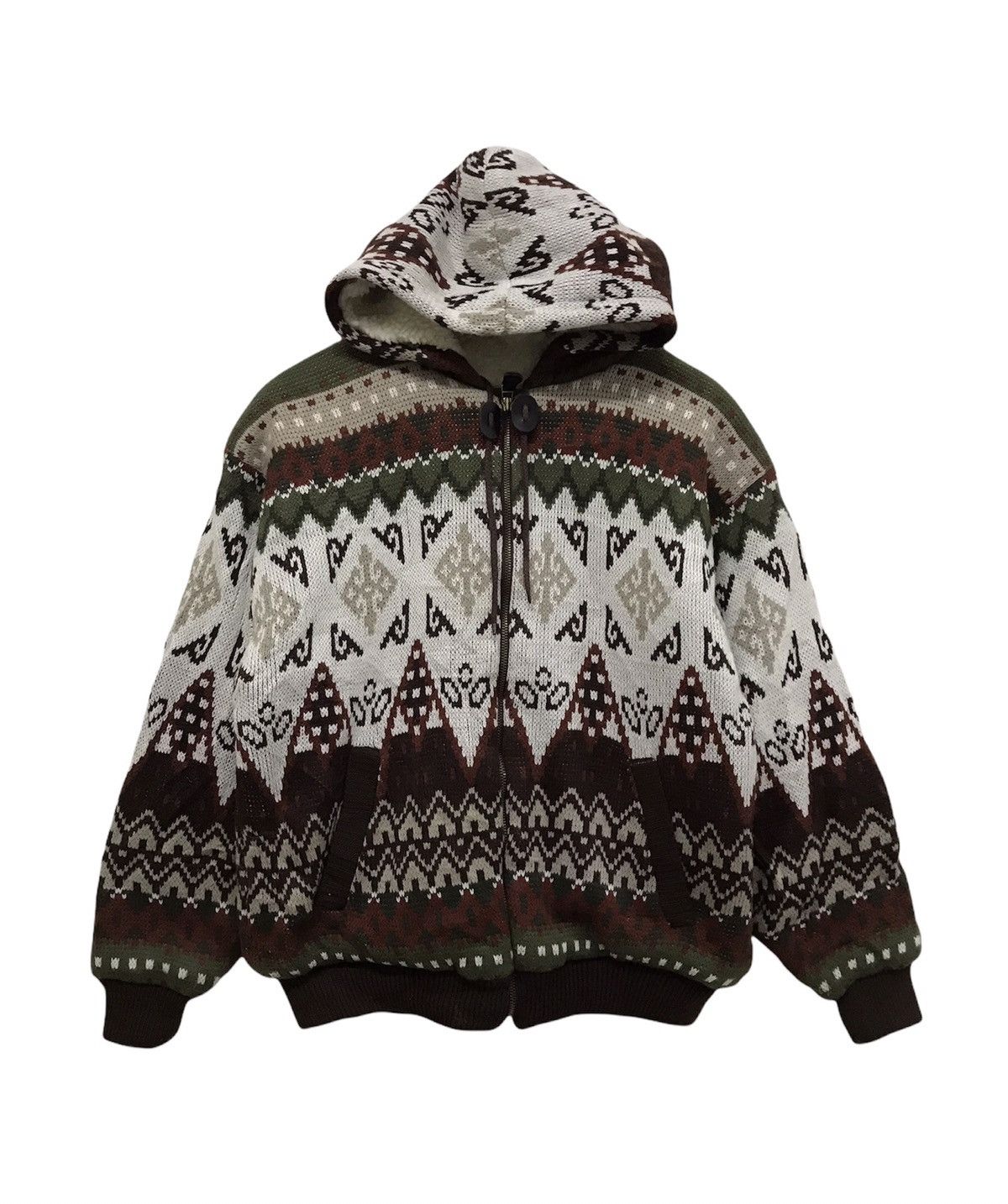 Japanese Brand Vintage Well Balance Knit Navajo Design Jacket Hoodie Size US L / EU 52-54 / 3 - 1 Thumbnail