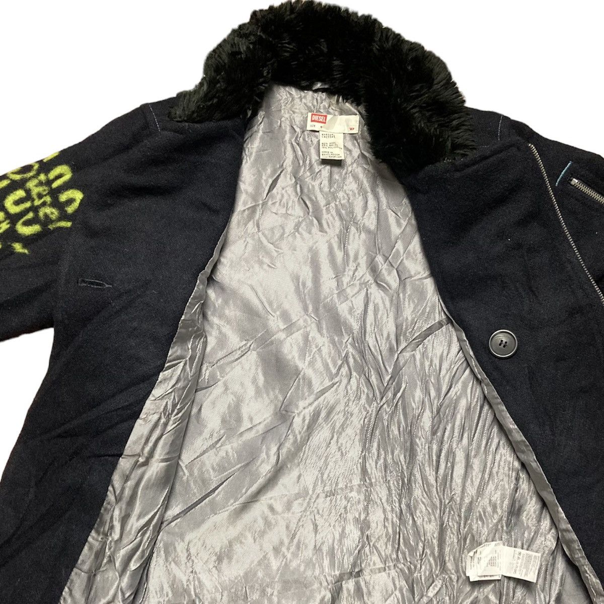Diesel 🖤 DIESEL GANG FAUX FUR COLLAR WOOL JACKET Size US S / EU 44-46 / 1 - 3 Thumbnail