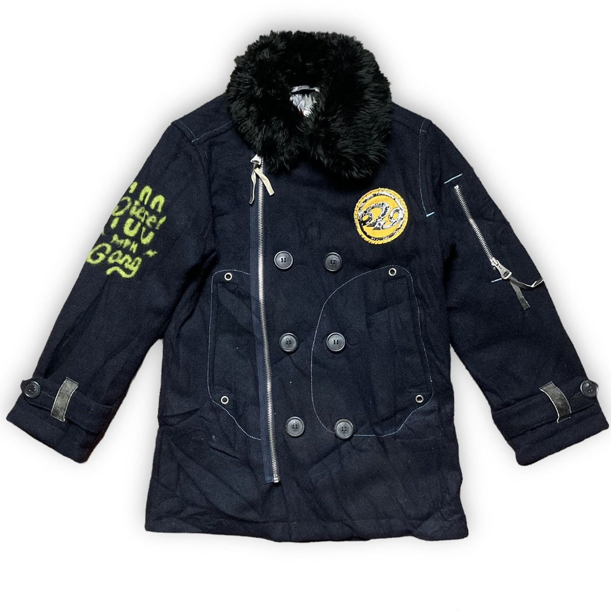 image of Diesel Gang Fur Sherpa Wool Jacket in Black, Men's (Size Small)