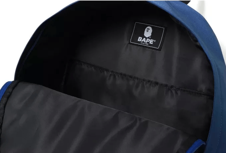 Bape DS! Bape Leather Patch Nylon Day Pack Backpack Navy Size ONE SIZE - 3 Thumbnail