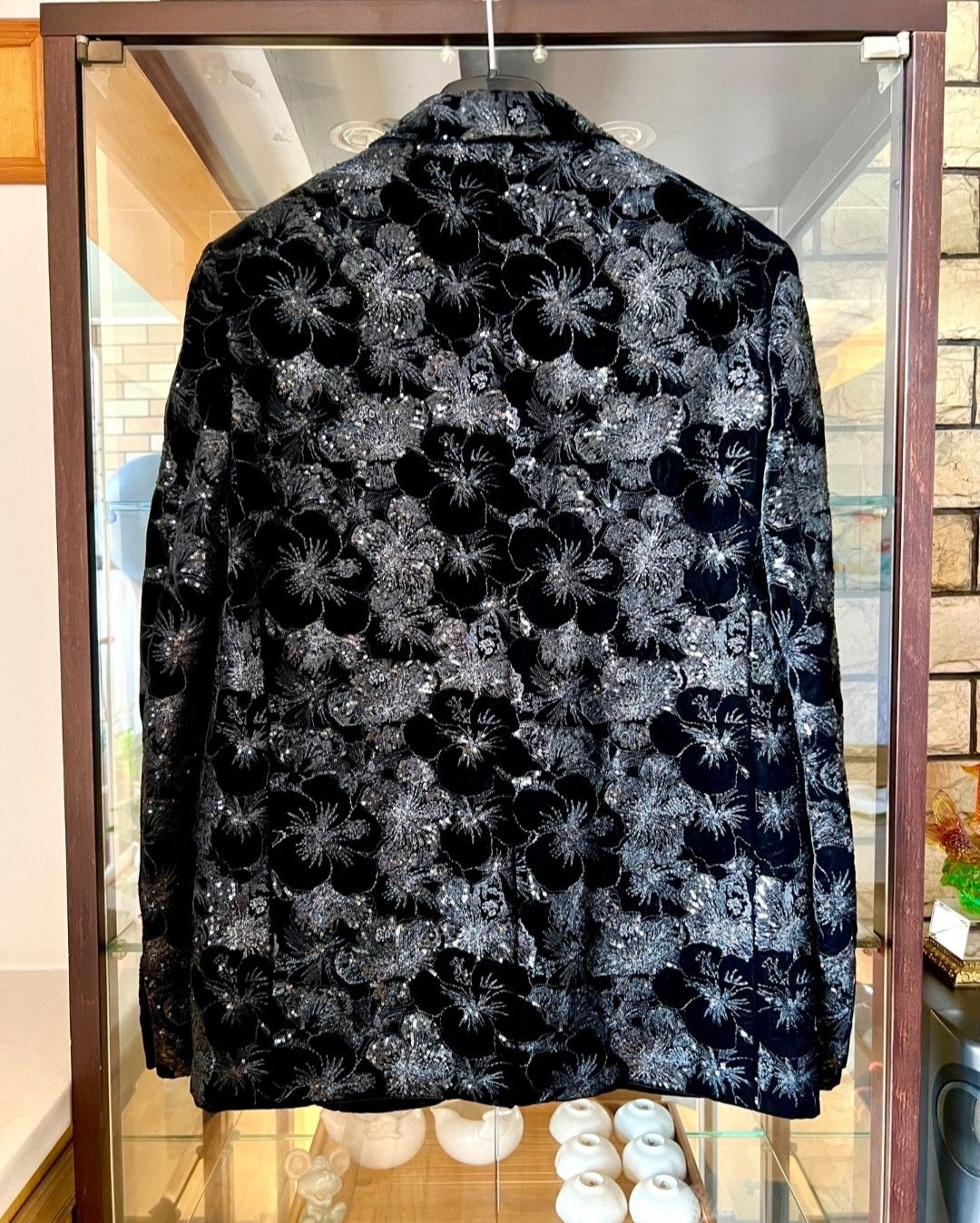 Saint Laurent Paris saint laurent Black Velvet Hibiscus Scale Embroidered Suit Size US M / EU 48-50 / 2 - 4 Thumbnail