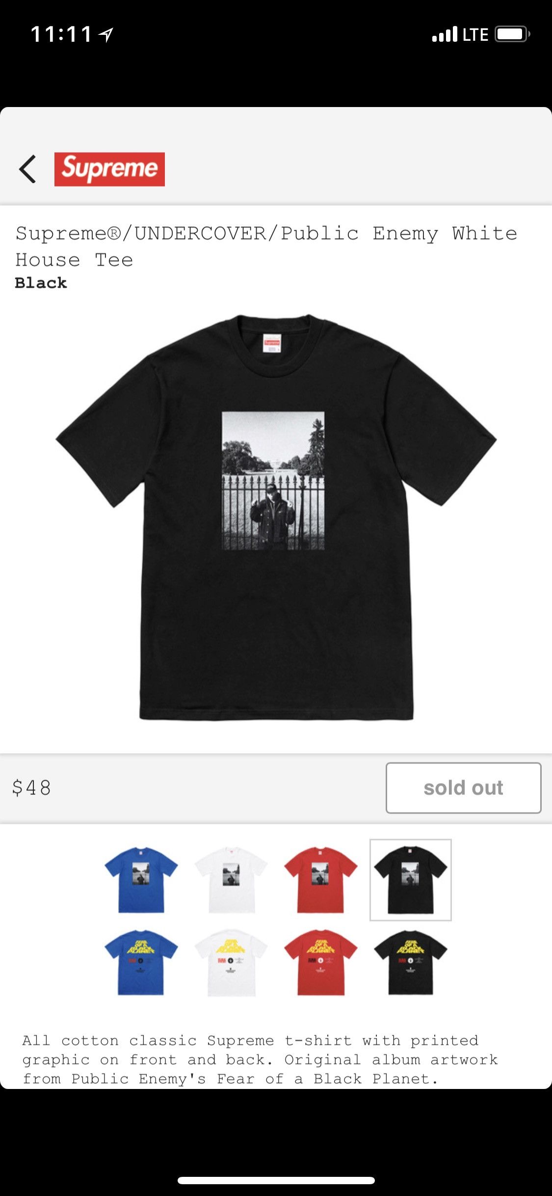★Supreme★UNDERCOVER/Public Enemy White House Tee Supreme UNDERCOVER/Public Enemy White House Tee White Men's