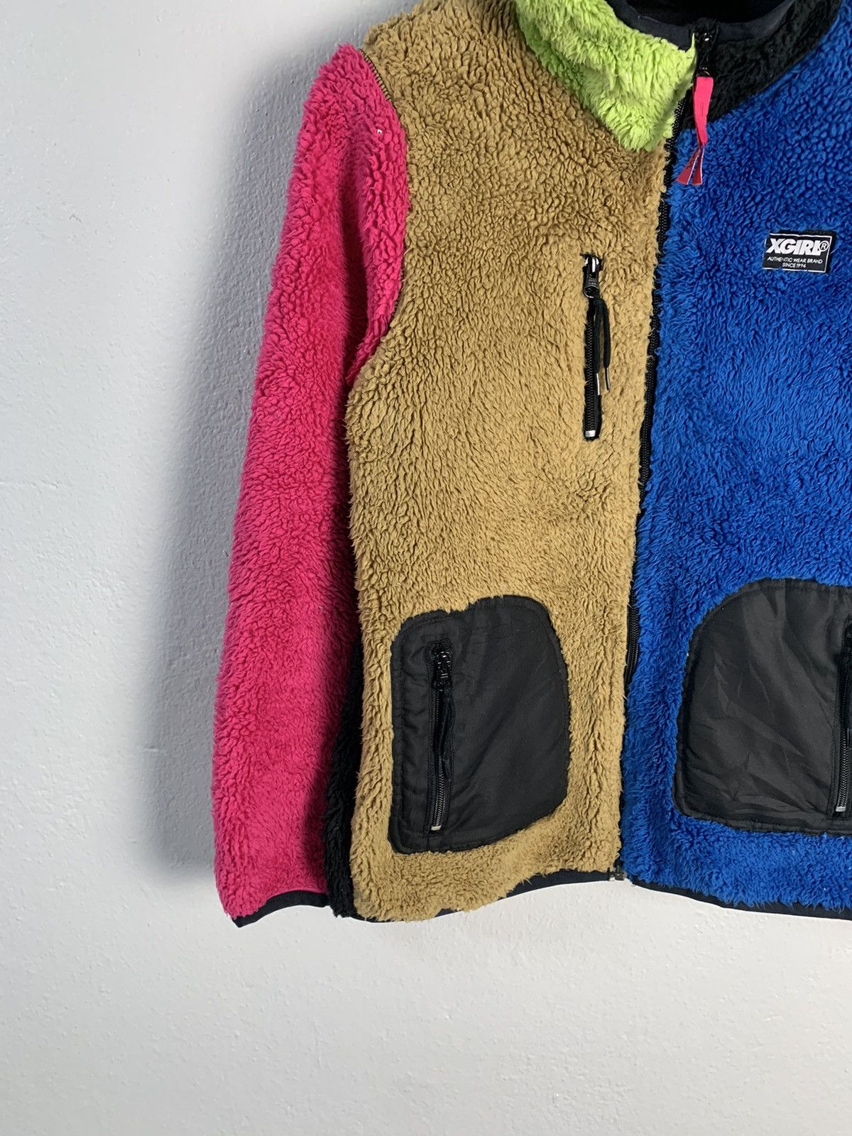 Japanese Brand X-girl Mountaineering Multicolor Color Block Fleece Hoodie Size S / US 4 / IT 40 - 2 Thumbnail